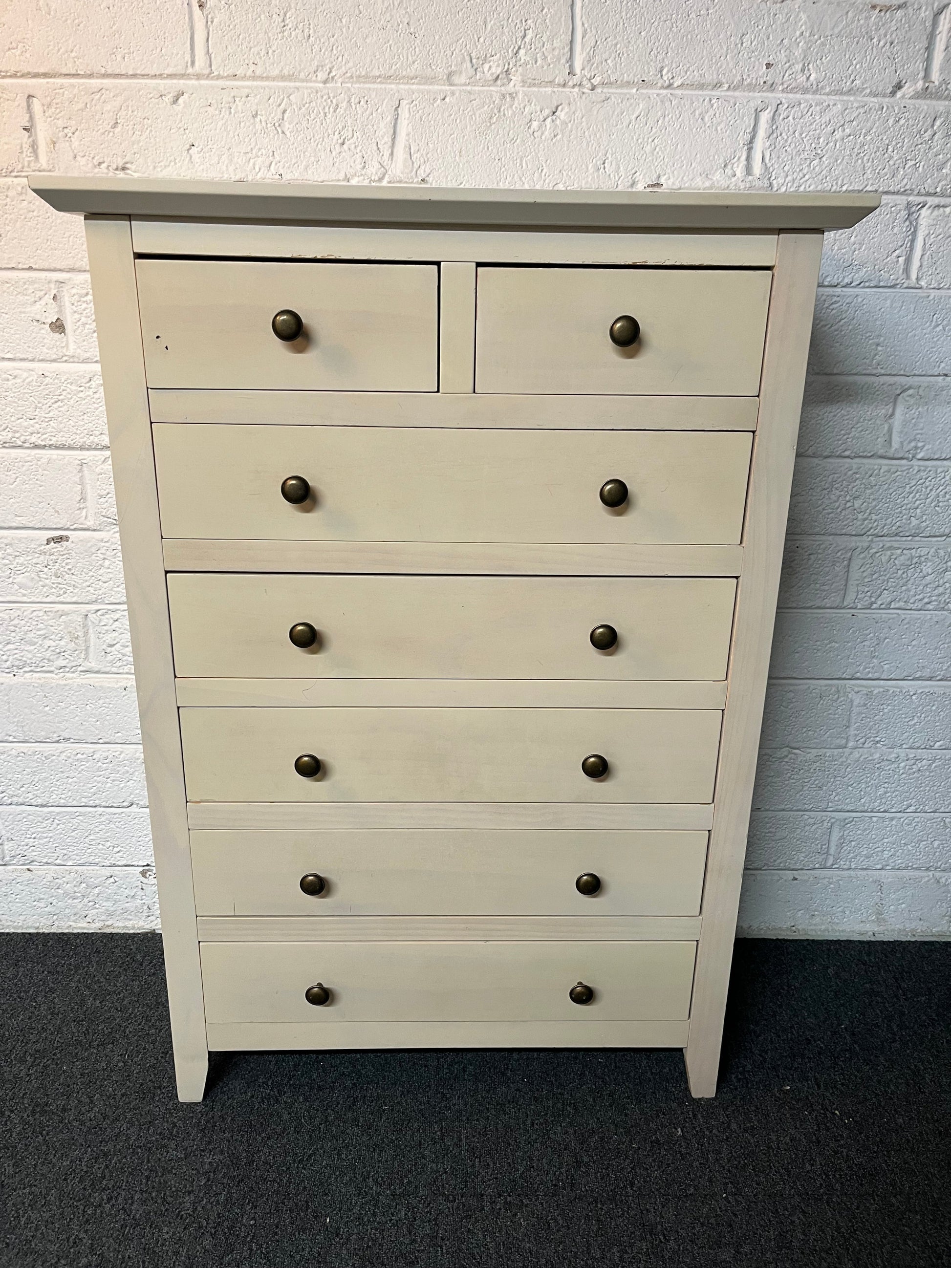 Tall 5+2 natural wood chest of drawers (H 103 x W 81 x D 40 cm) 2225