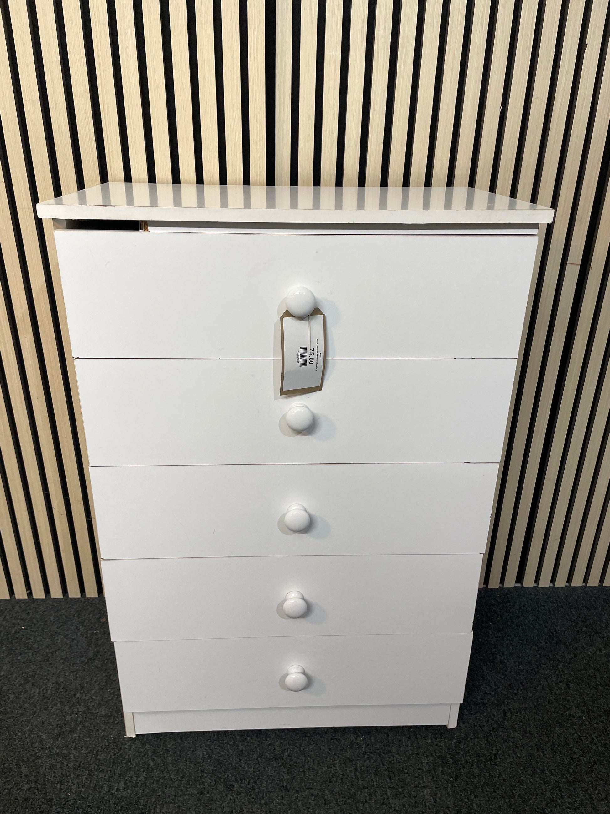 White laminate 5 drawer chest 2425