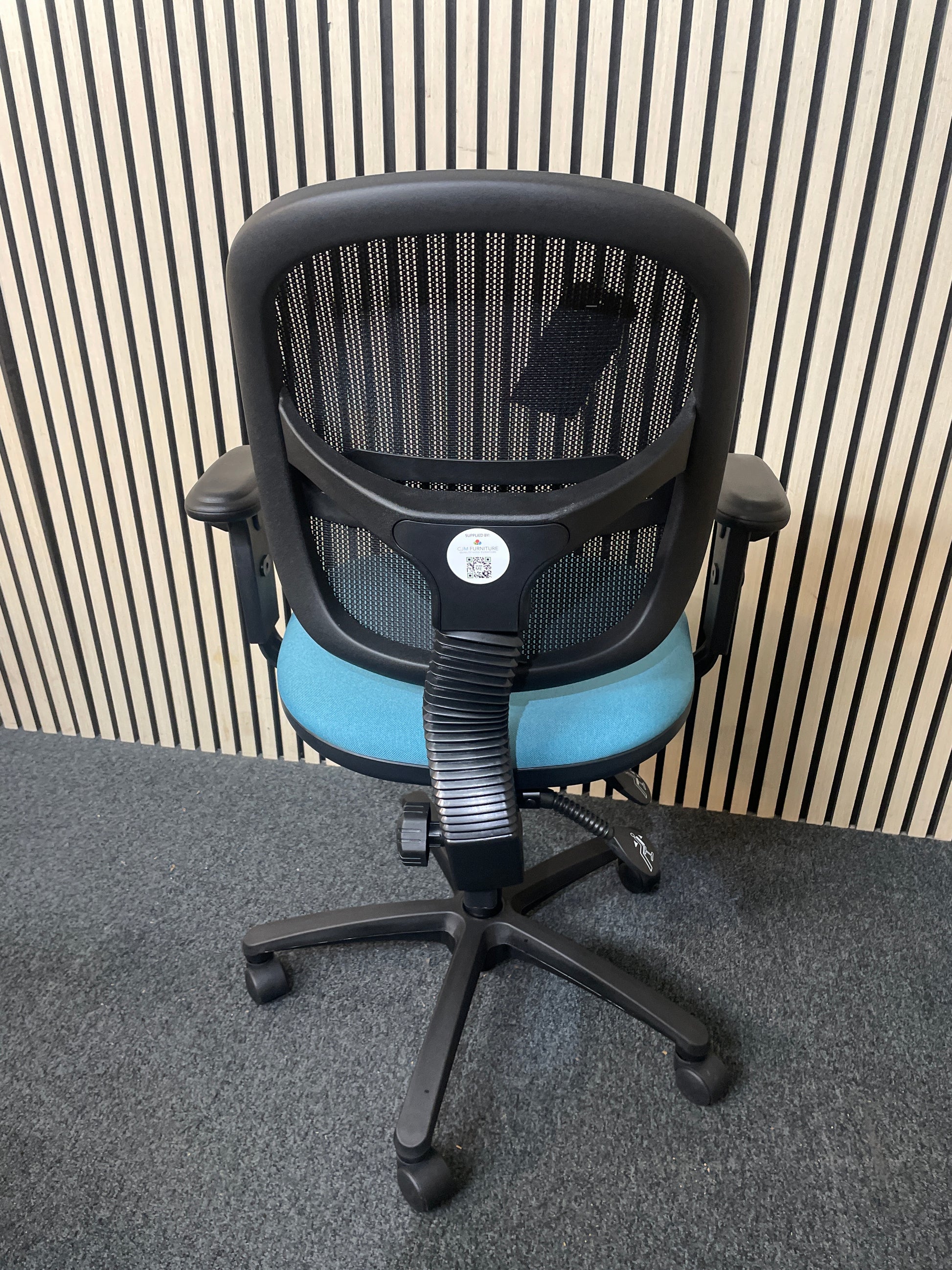 low mesh back jota with height adjustable arms, 2 levers - aquamarine TEAL fabric seat