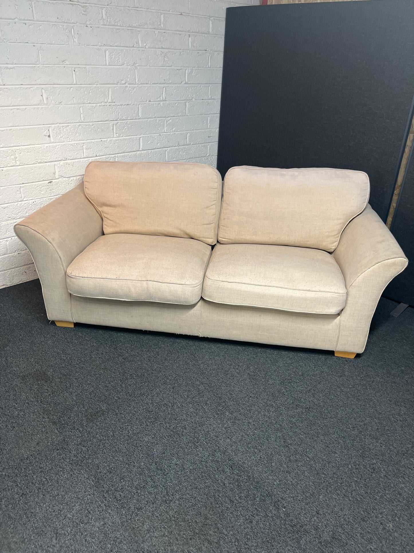 Large 2 seater oatmeal fabric sofa 2225