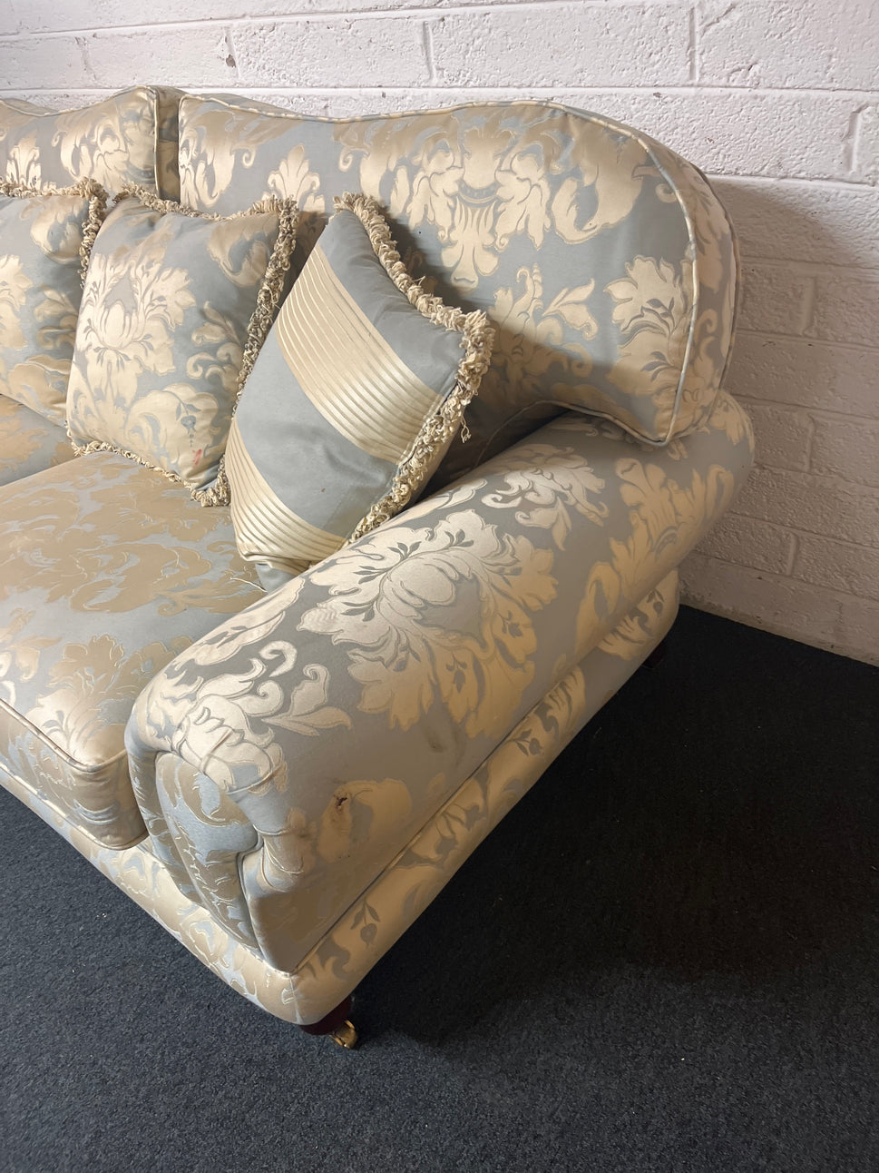 3+2 finline blue mixed fabric suite, brass castors, solid wood frame 3225