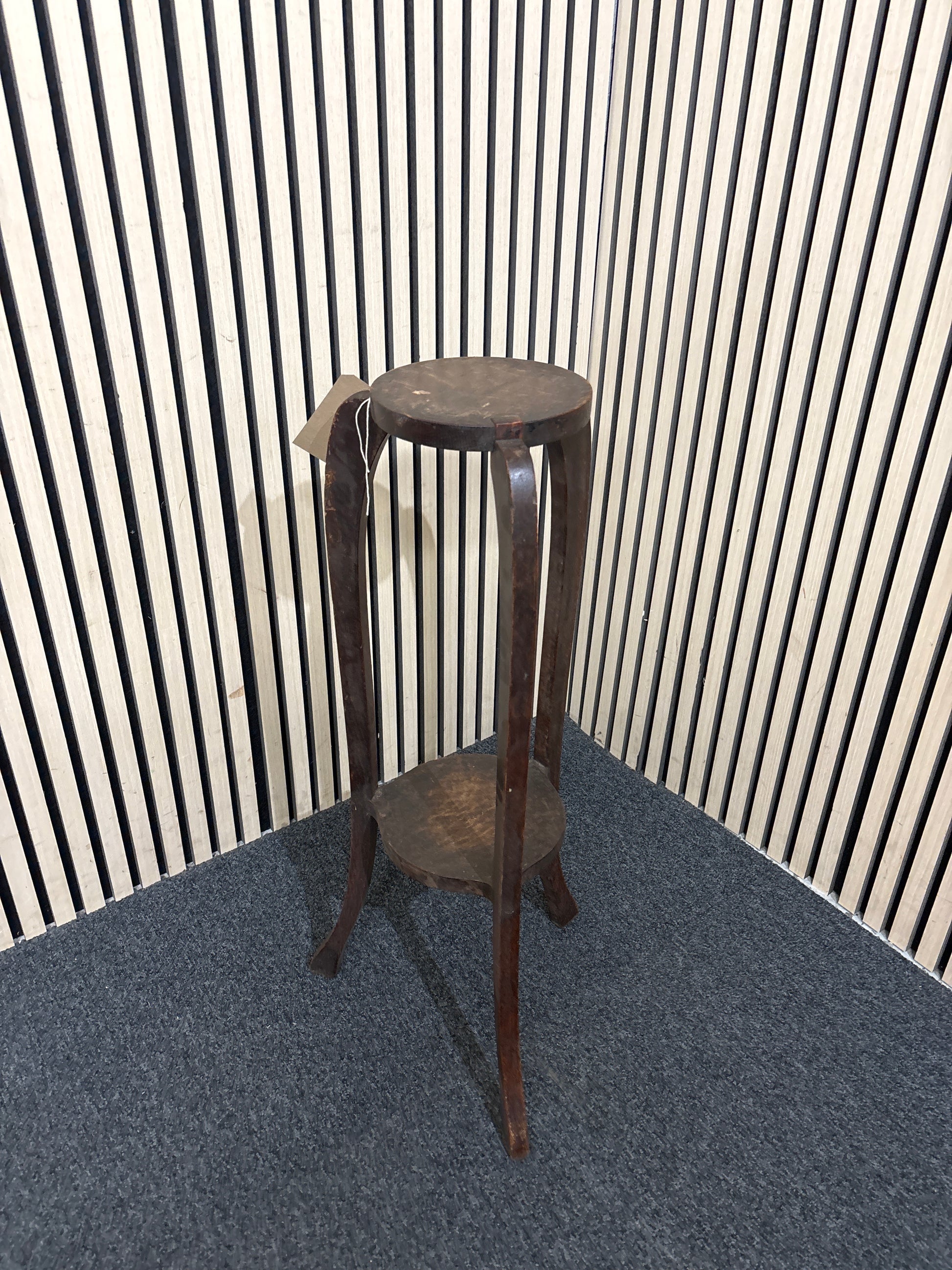 Orante dark wood stained small tall plant stand  43544