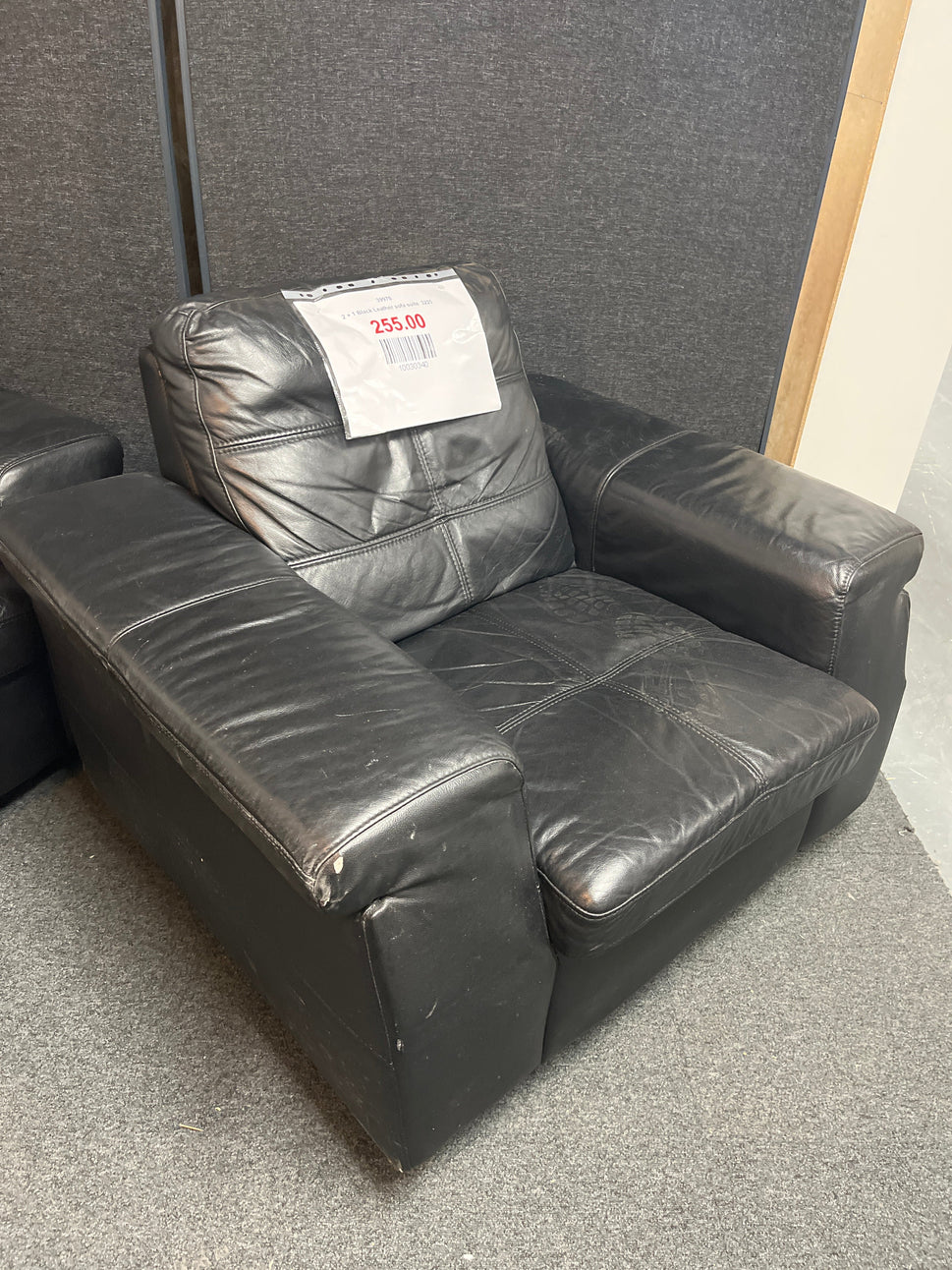 2 + 1 Black Leather sofa suite  3225