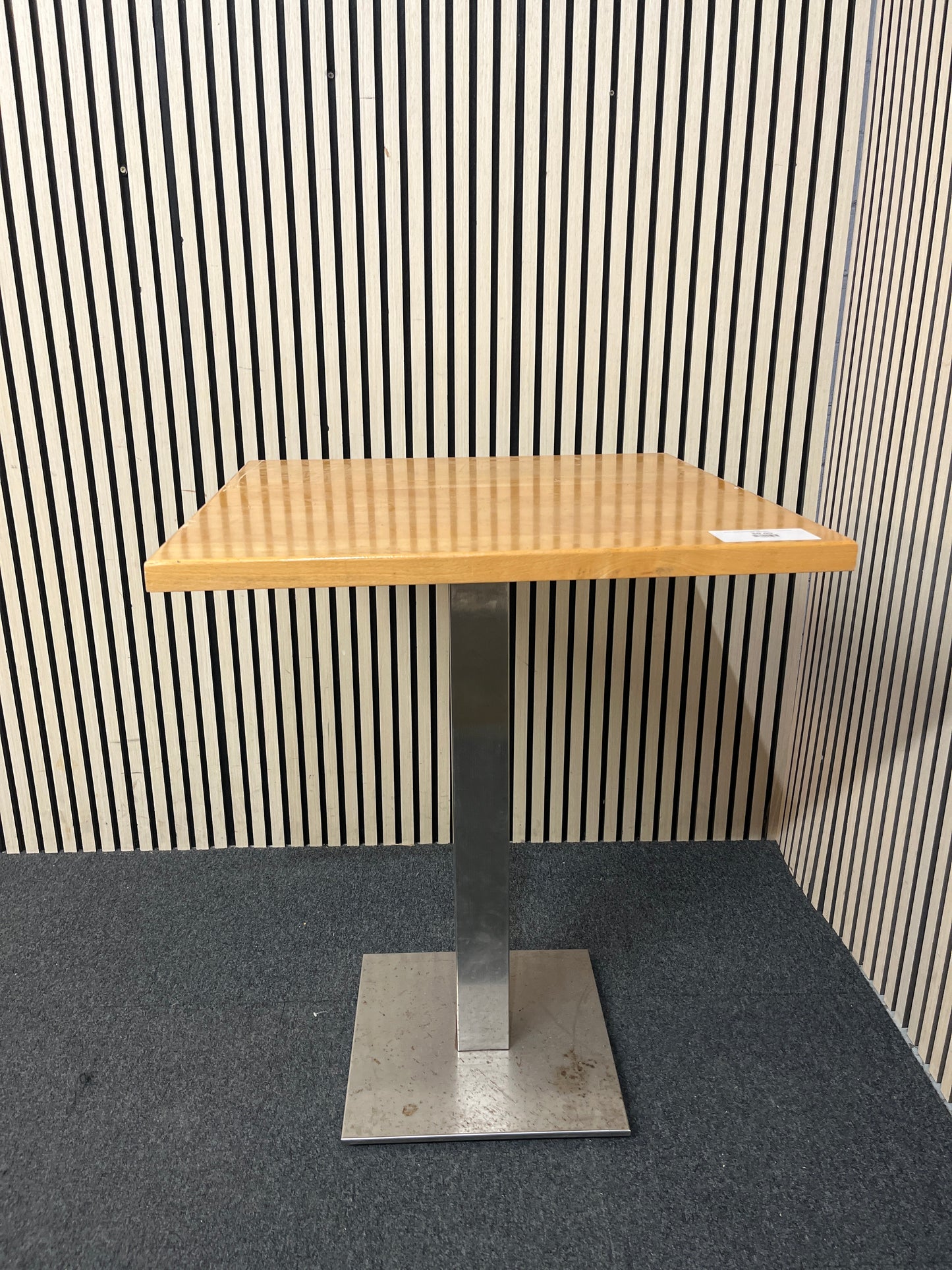 Beech square dining table with metal column base (70 cm each side) 1126