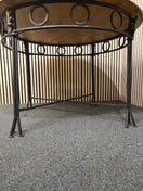 Switch Round slatted wood top with decorative black metal base.(125 cm diameter)  44256 2 image