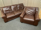 3+1 Modern dark brown leather sofa suite (3 seater width 198 depth 87 cm)  44558