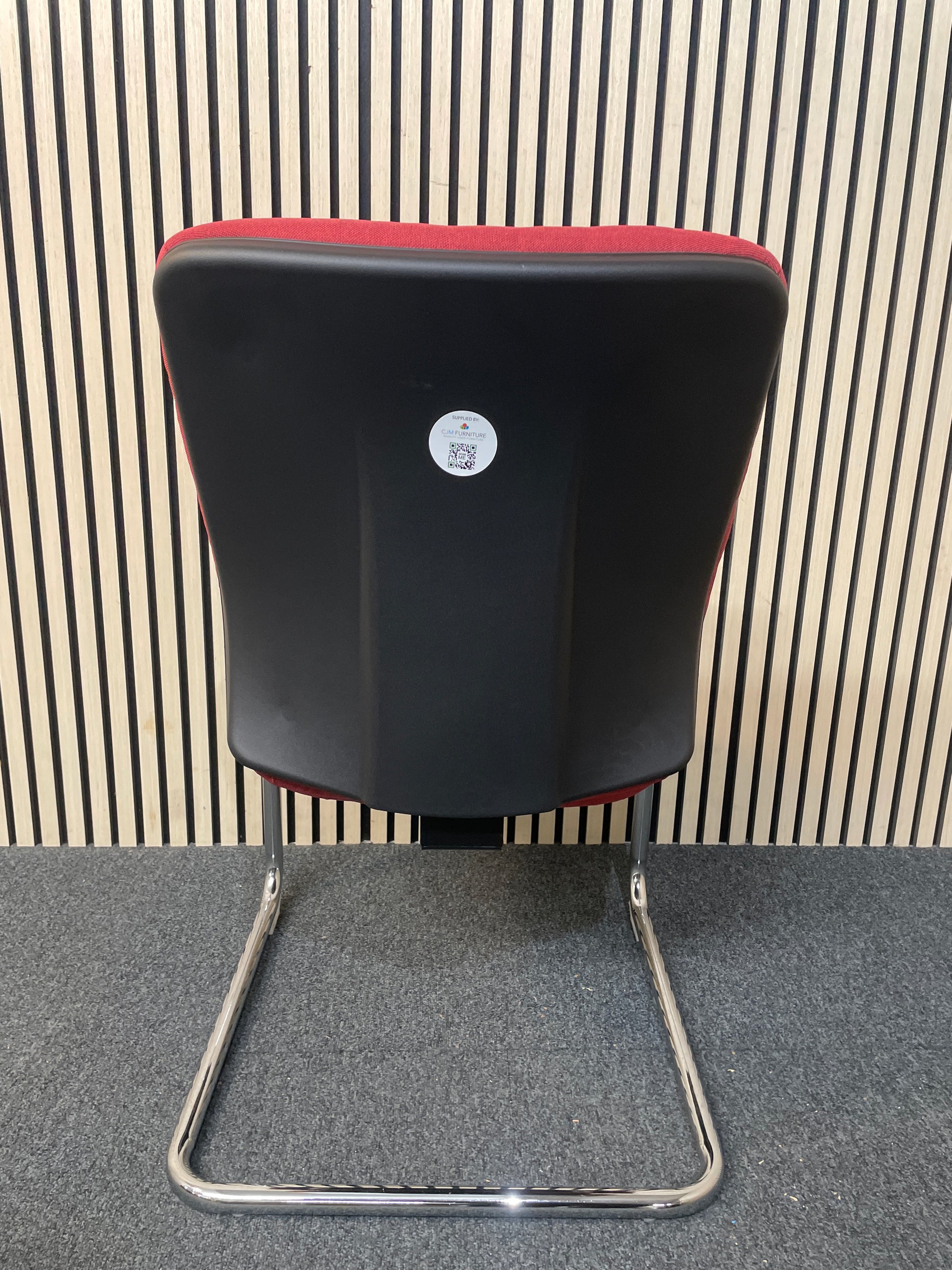 Jota fabric back meeting chair with fixed arms and chrome cantilever frame - PASTEL RED