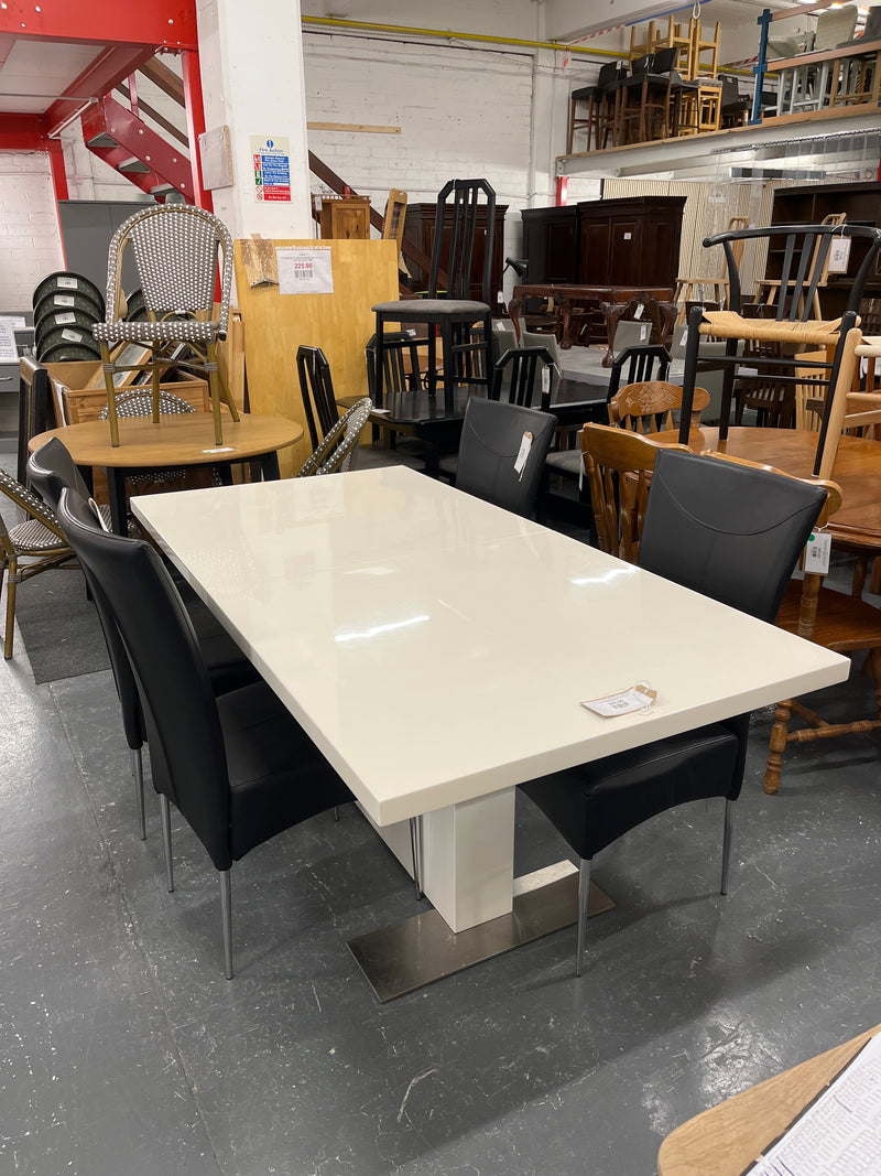 Modern white high gloss extendable dining table (L 180 x W 90 cm)  44171
