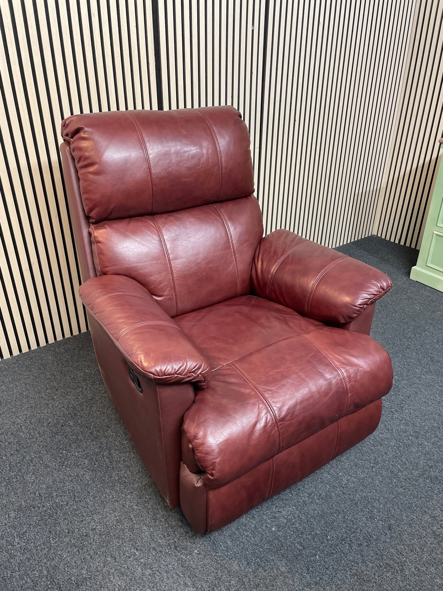 High back brown leather recliner armchair 1126