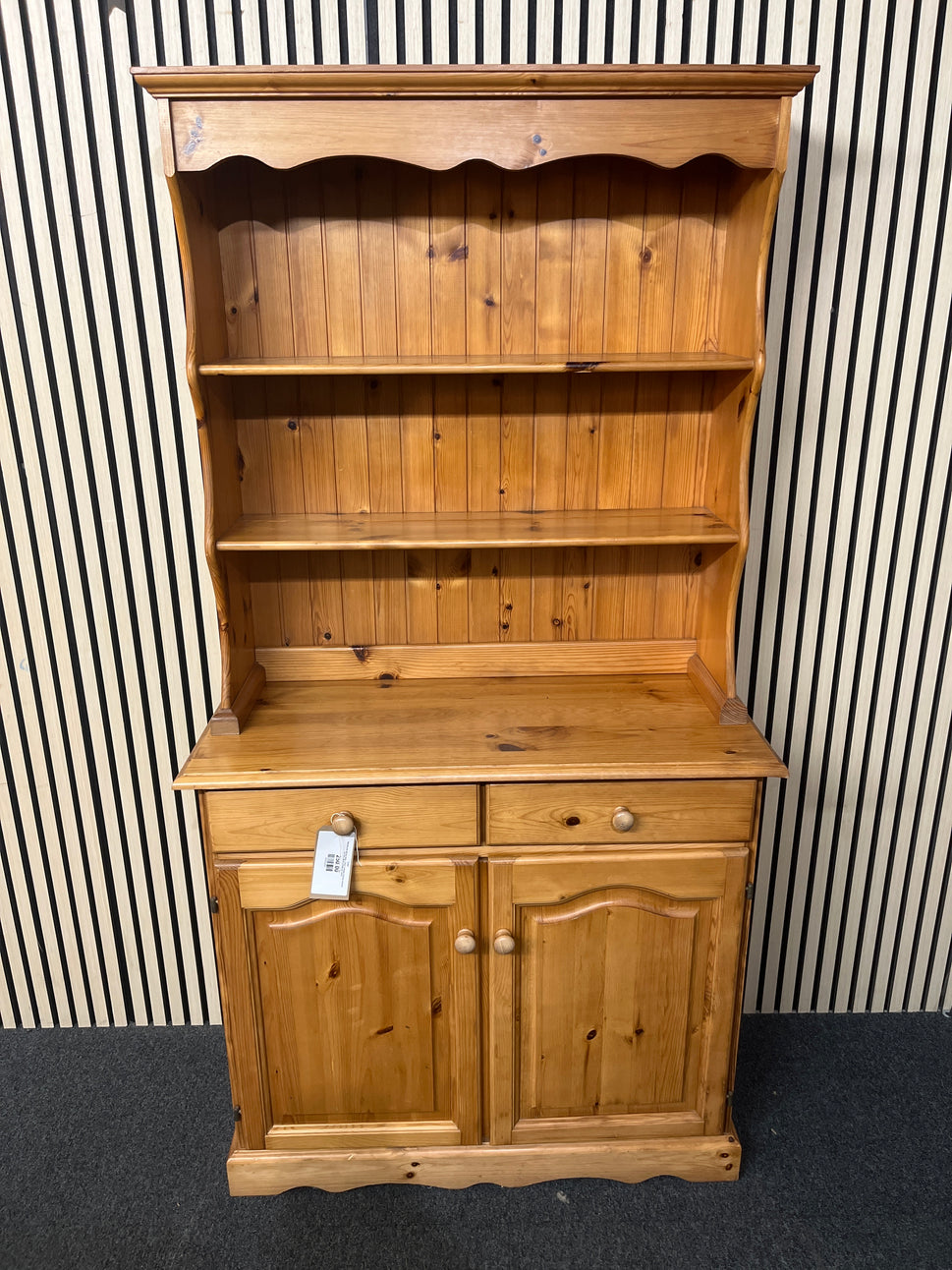 Natural pine all top open 2 door 2 drawer kitchen dresser (H 178 x W 91 x D 40 cm) 2425