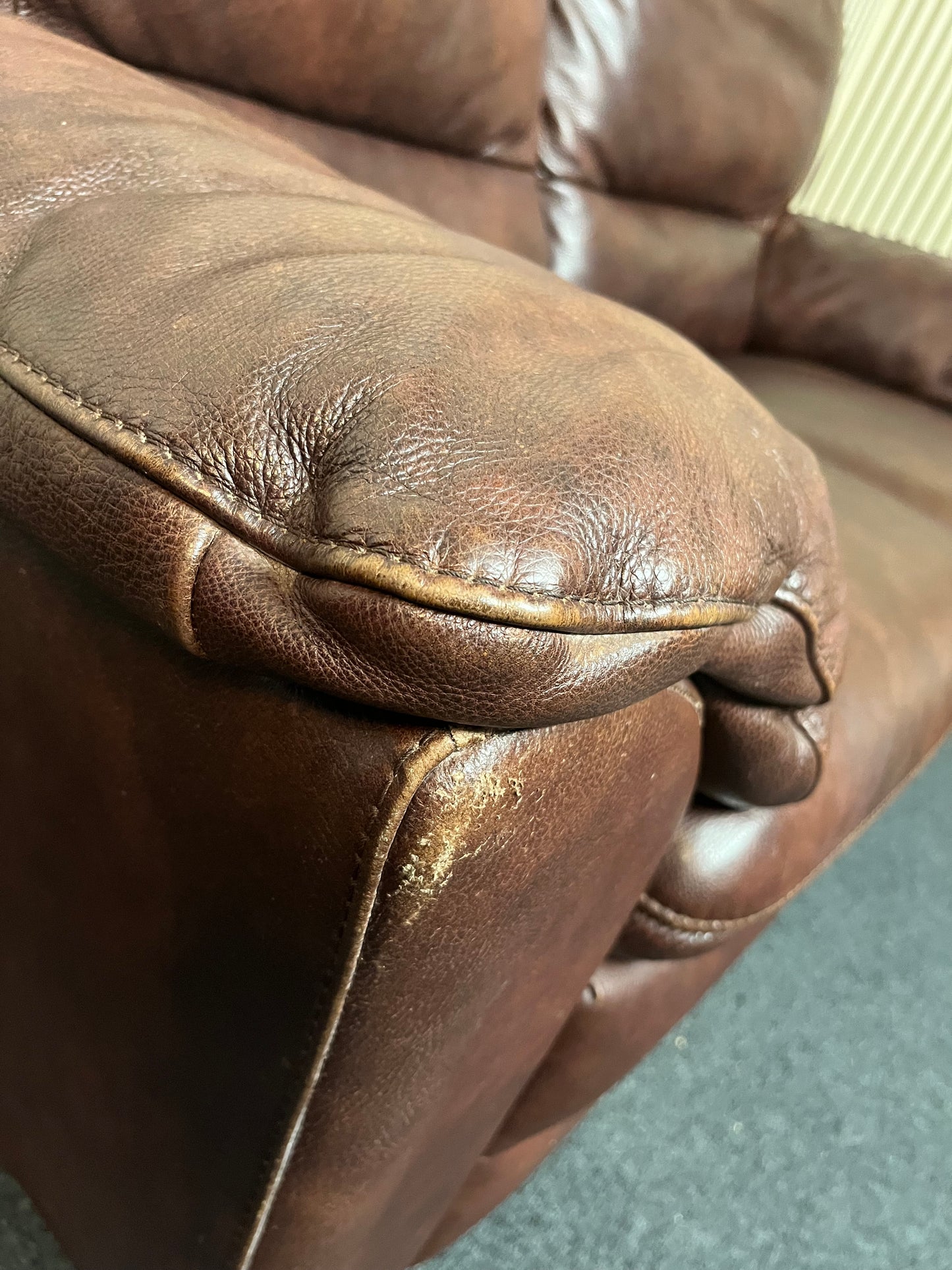 Brown leather 2 seater sofa   2325