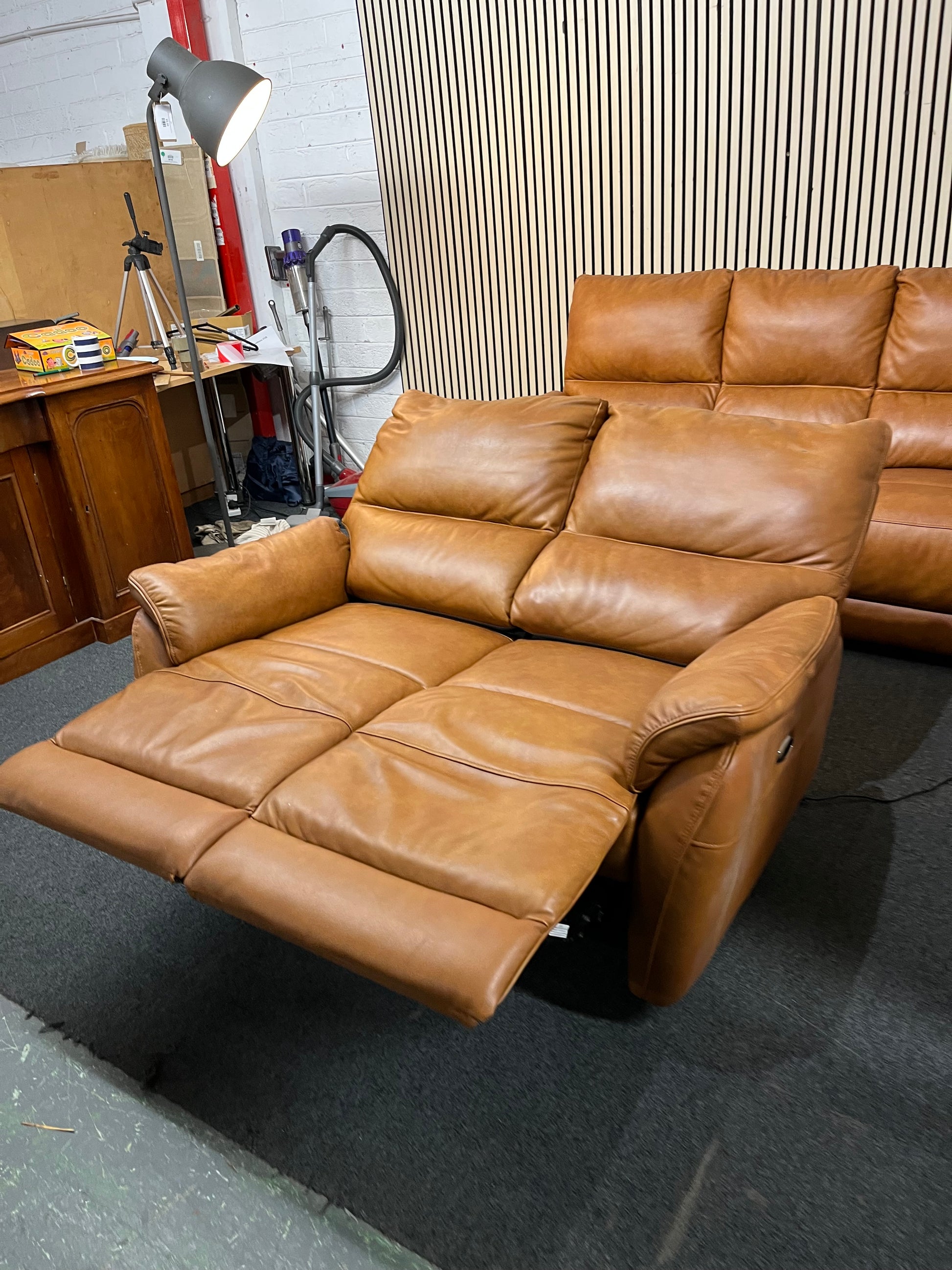 3 seater plus 2 seater electric tan leather sofa suite (widths190, 140 cm) 43464