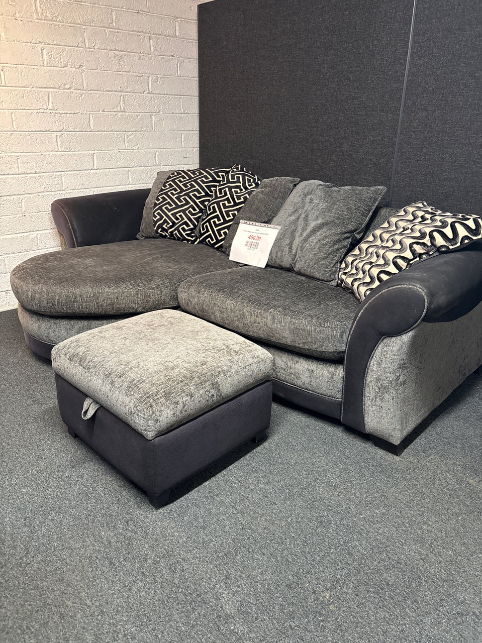 mixed Black fabric Corner sofa suite  2225