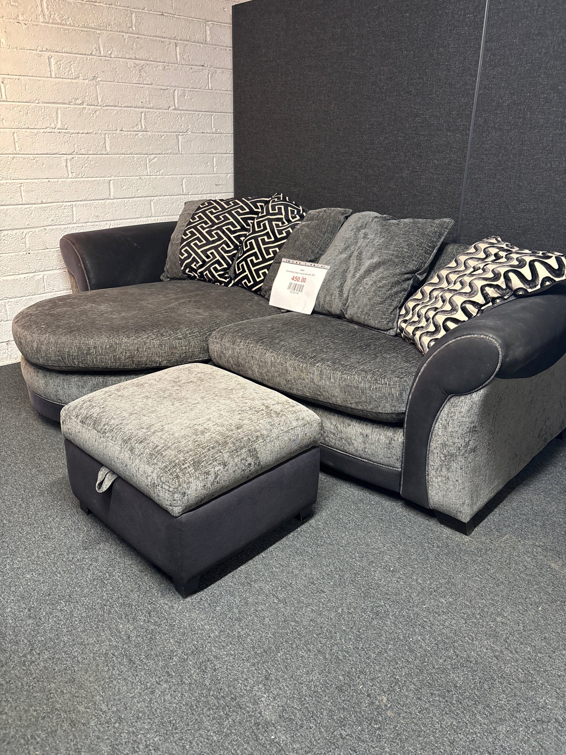 mixed Black fabric Corner sofa suite  2225