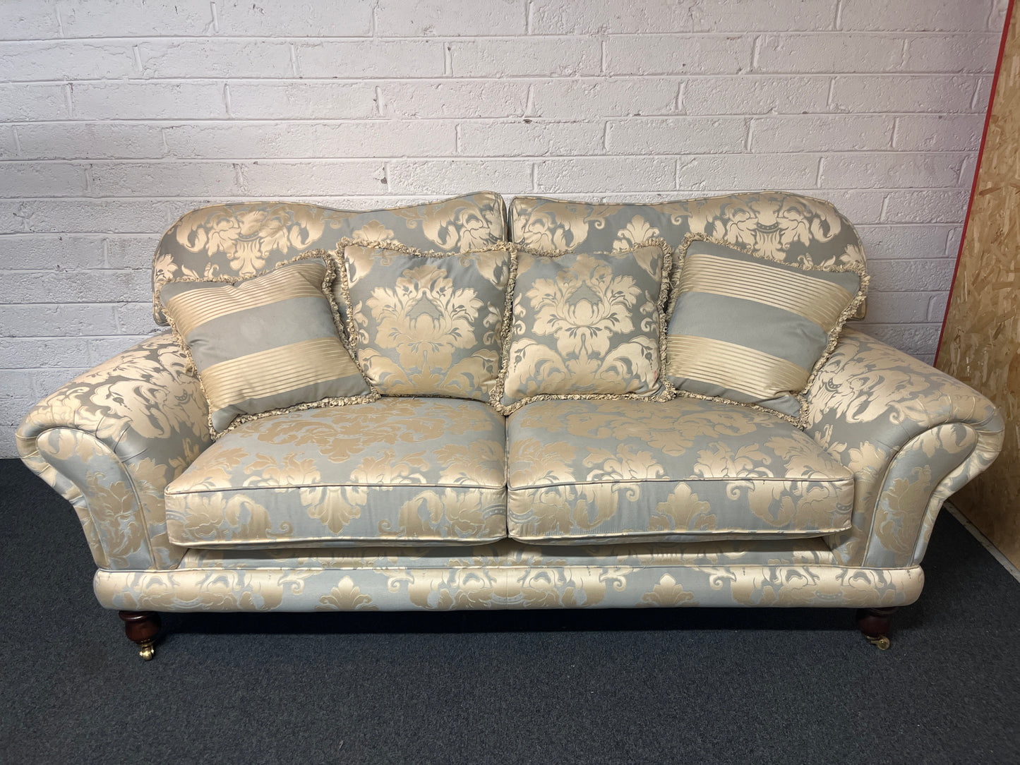 3+2 finline blue mixed fabric suite, brass castors, solid wood frame 3225