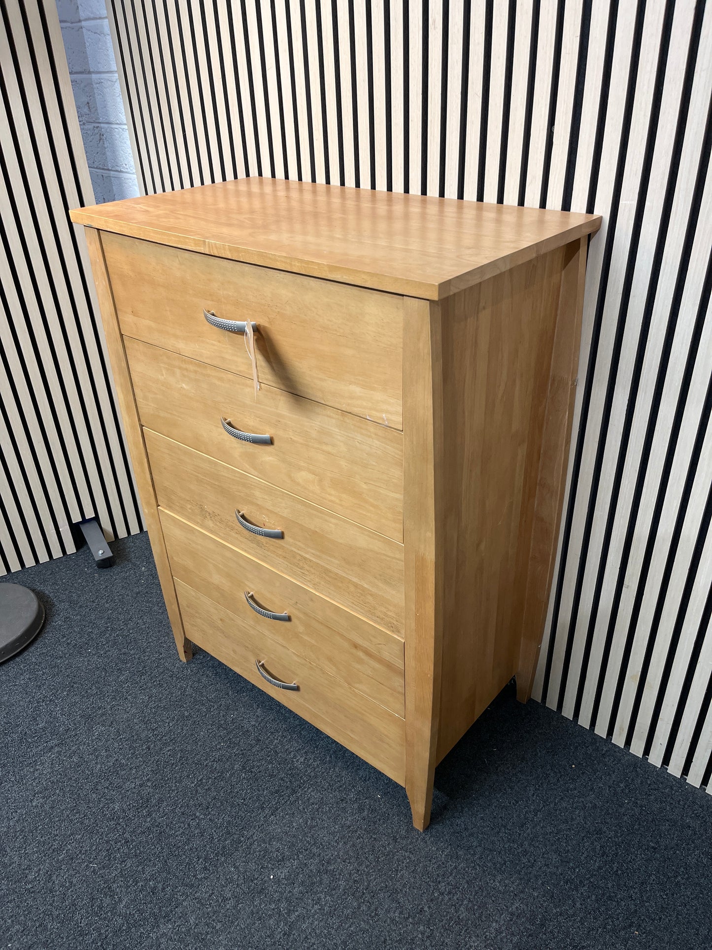 Solid wood 5 high tall chest of drawers (H 110 x W 80 x D 45 cm) 1126