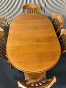 Switch Stained pine ornate extendable circular dining table with 6 dining chairs (110 cm diameter + 55 cm extension)  44315 3 image