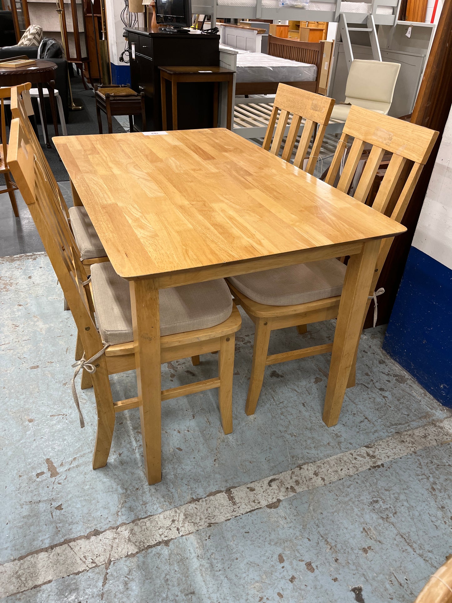 4ft hardwood kitchen table with 4 no. matching chairs