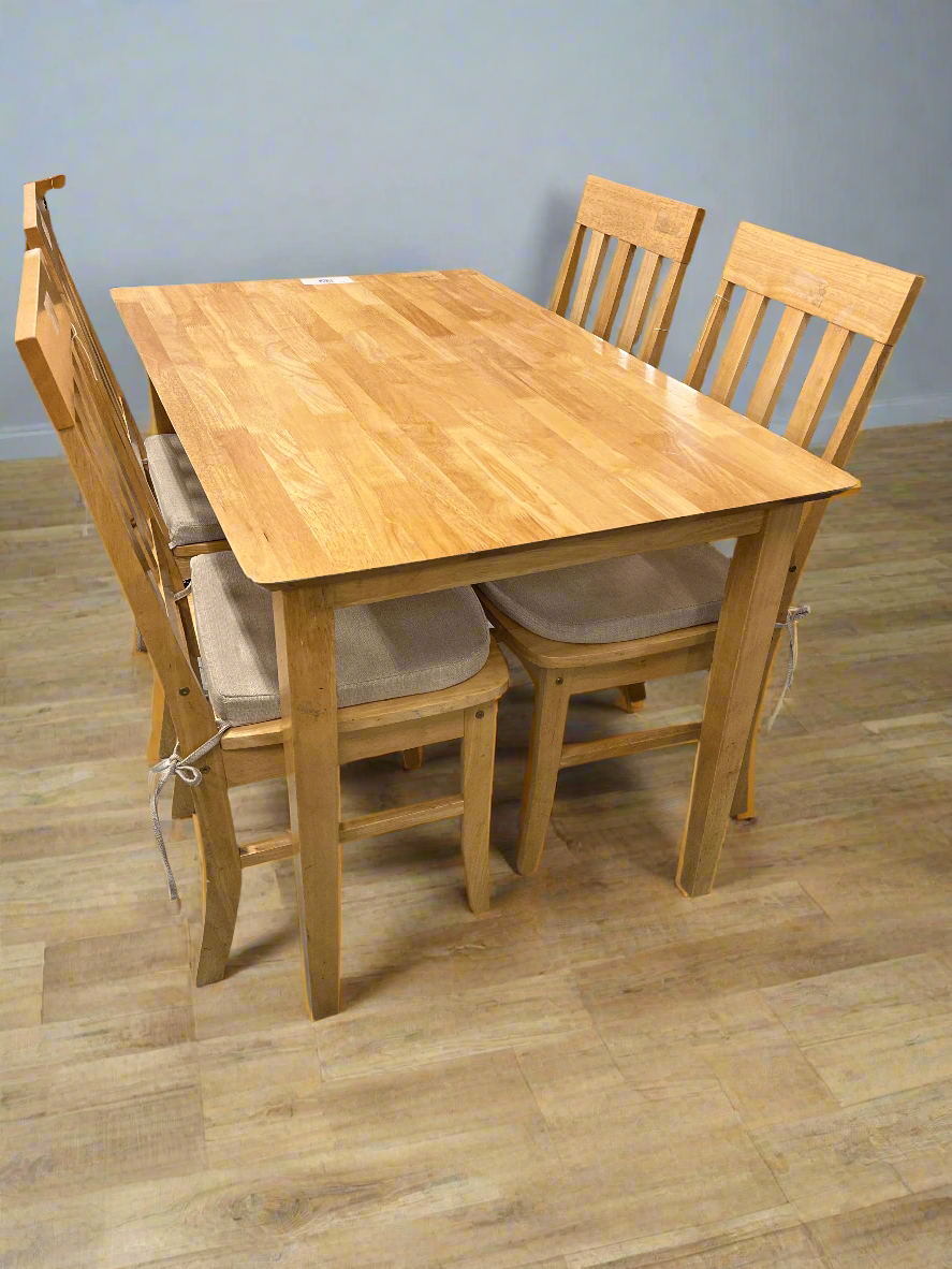 4ft hardwood kitchen table with 4 no. matching chairs