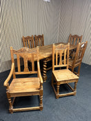 Switch Mexican pine small 4ft kitchen table with 4 no. chairs and 2 no. carver armchairs 1325 3 image