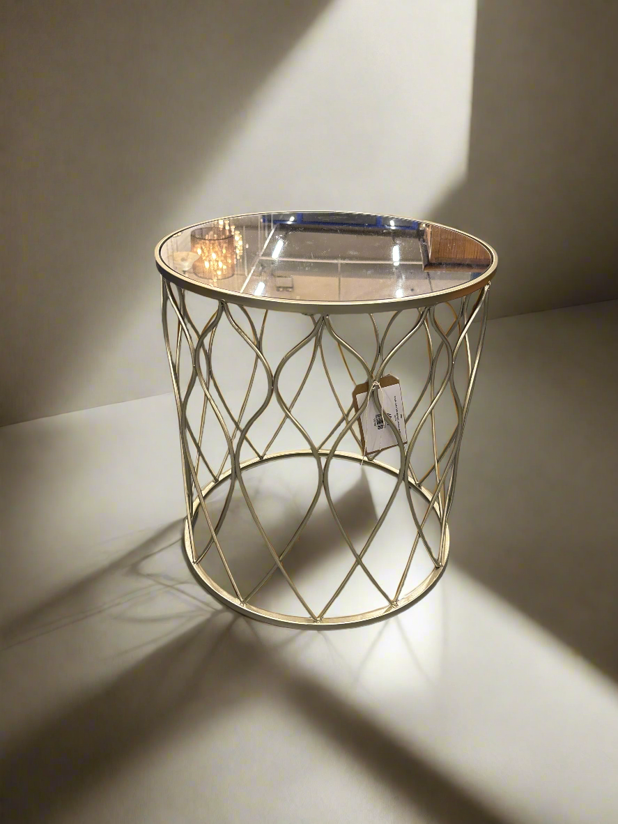 Circular Coffee Table With Gold Look Frame And Glass Too 3125
