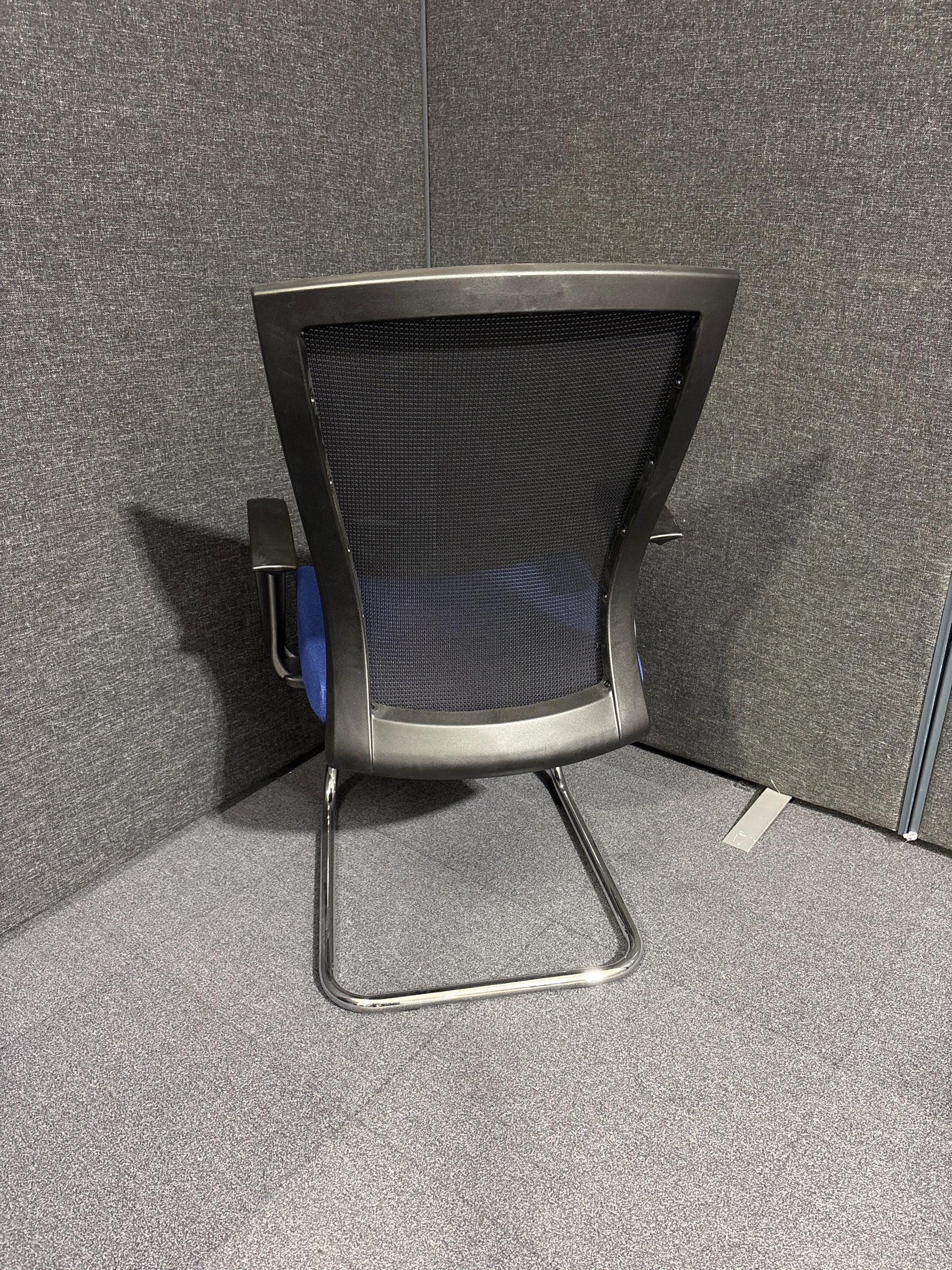 NEW Ronan chrome cantilever frame conference chair with mesh back - black or blue fabric