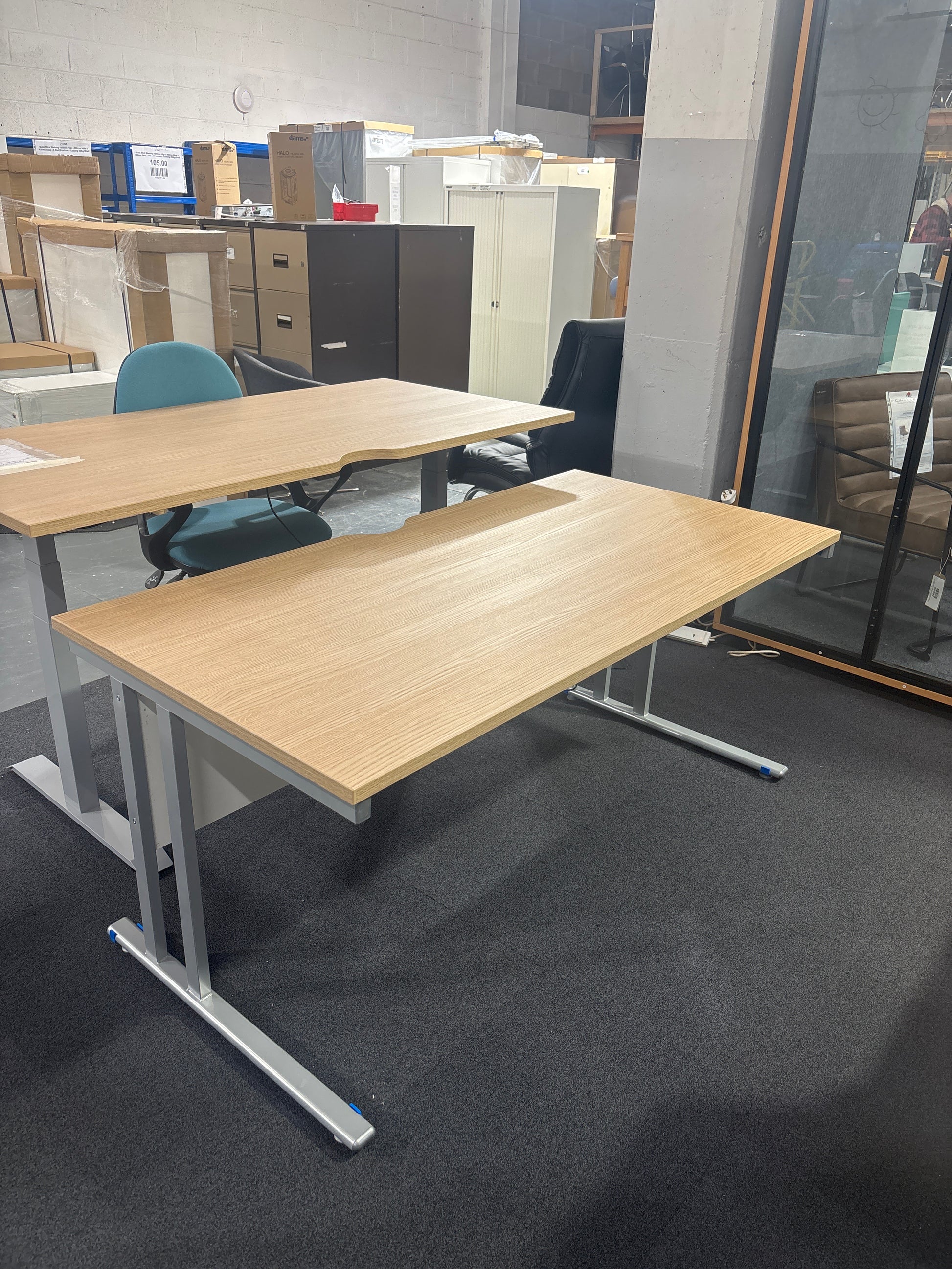 Straight Strata Oak Desk With Cantilever leg frame
