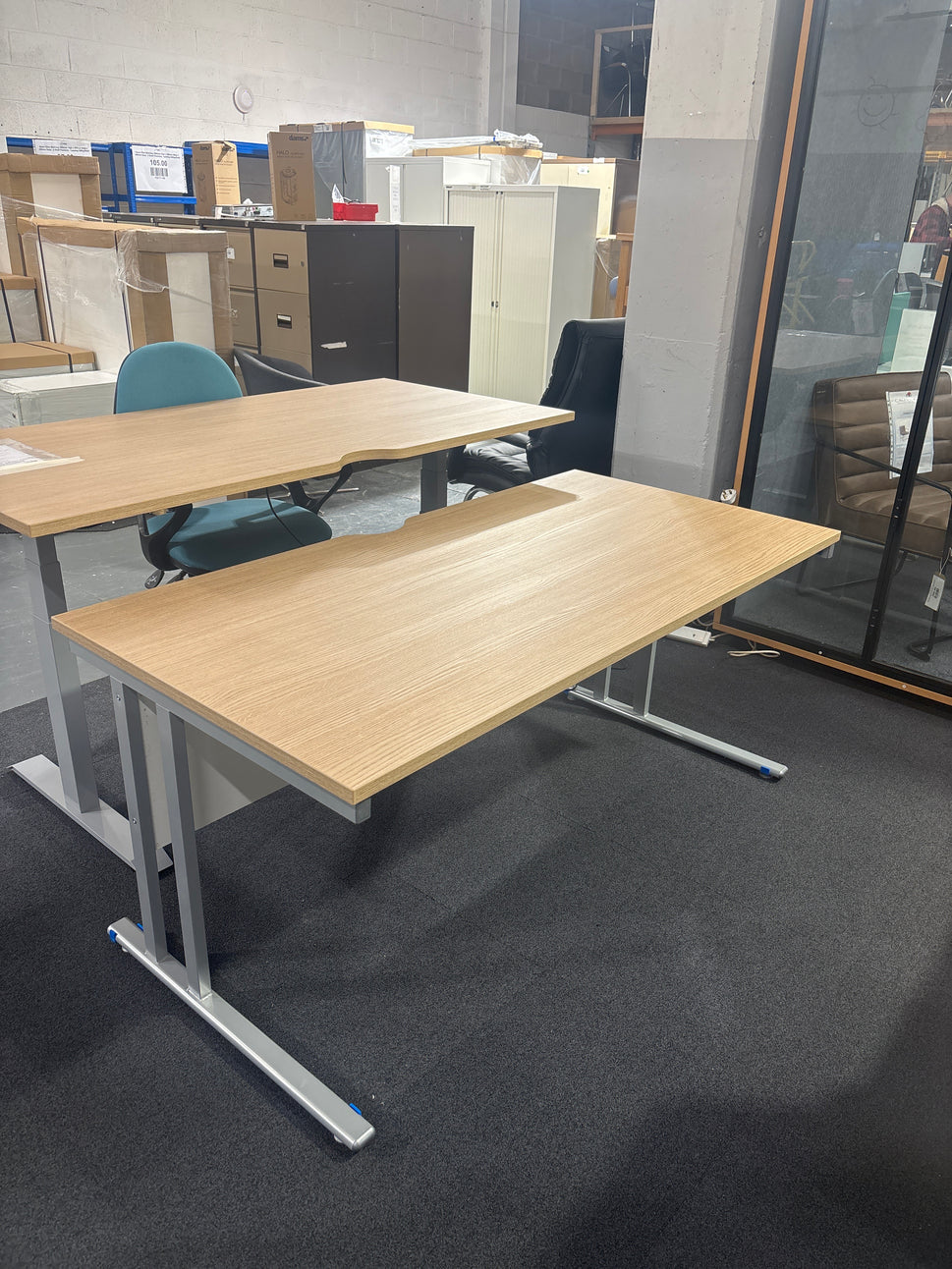 Straight Strata Oak Desk With Cantilever leg frame