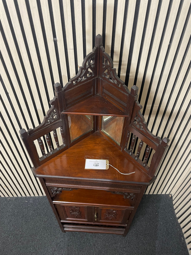 Mahogany 2 door corner storage unit (H 153 x W 62 x D 32 cm)  44648