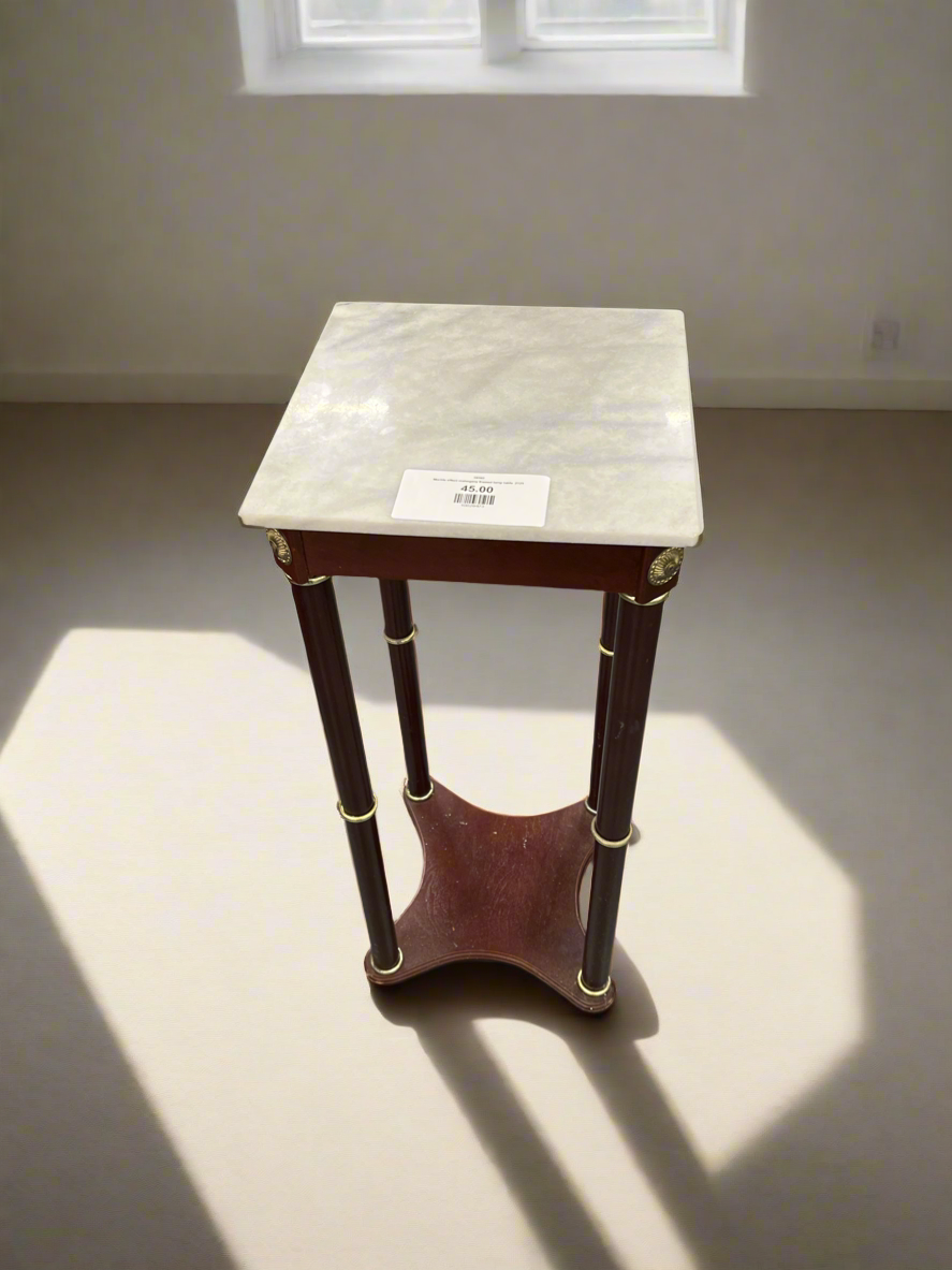 Marble effect mahogany framed lamp table  2125