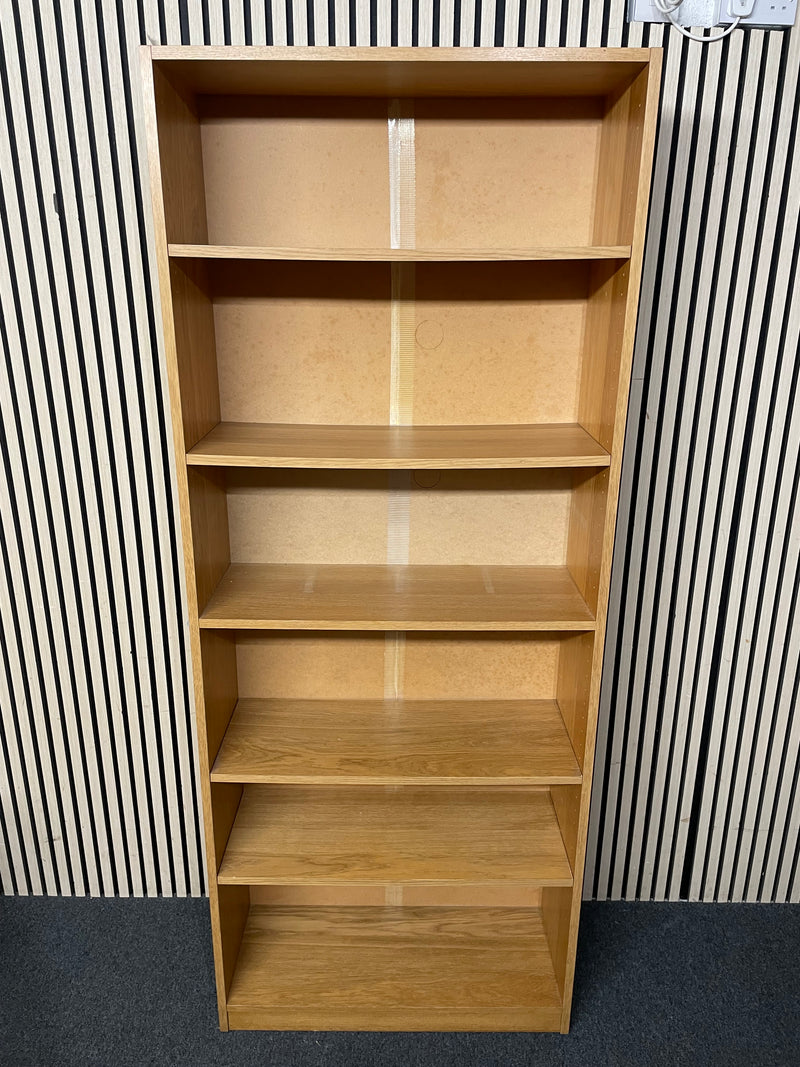 Tall oak veneer open slim bookcase 200Hx32Dx80W  44546