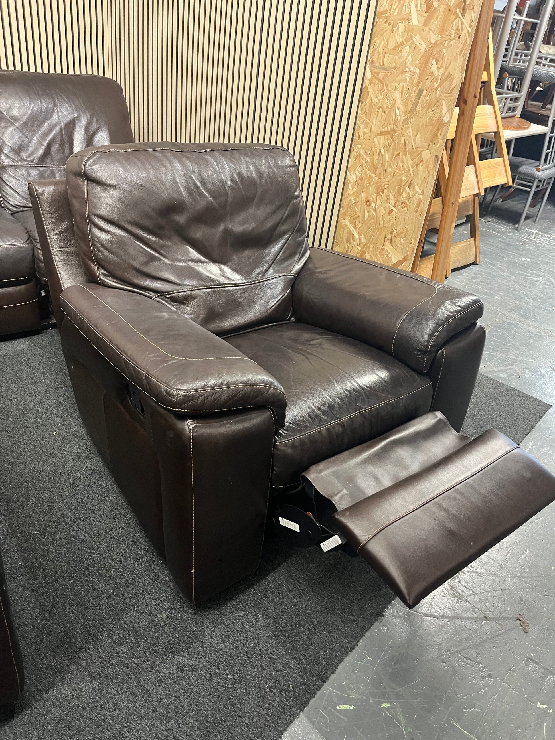3+1+1 real brown leather recliner suite 2325