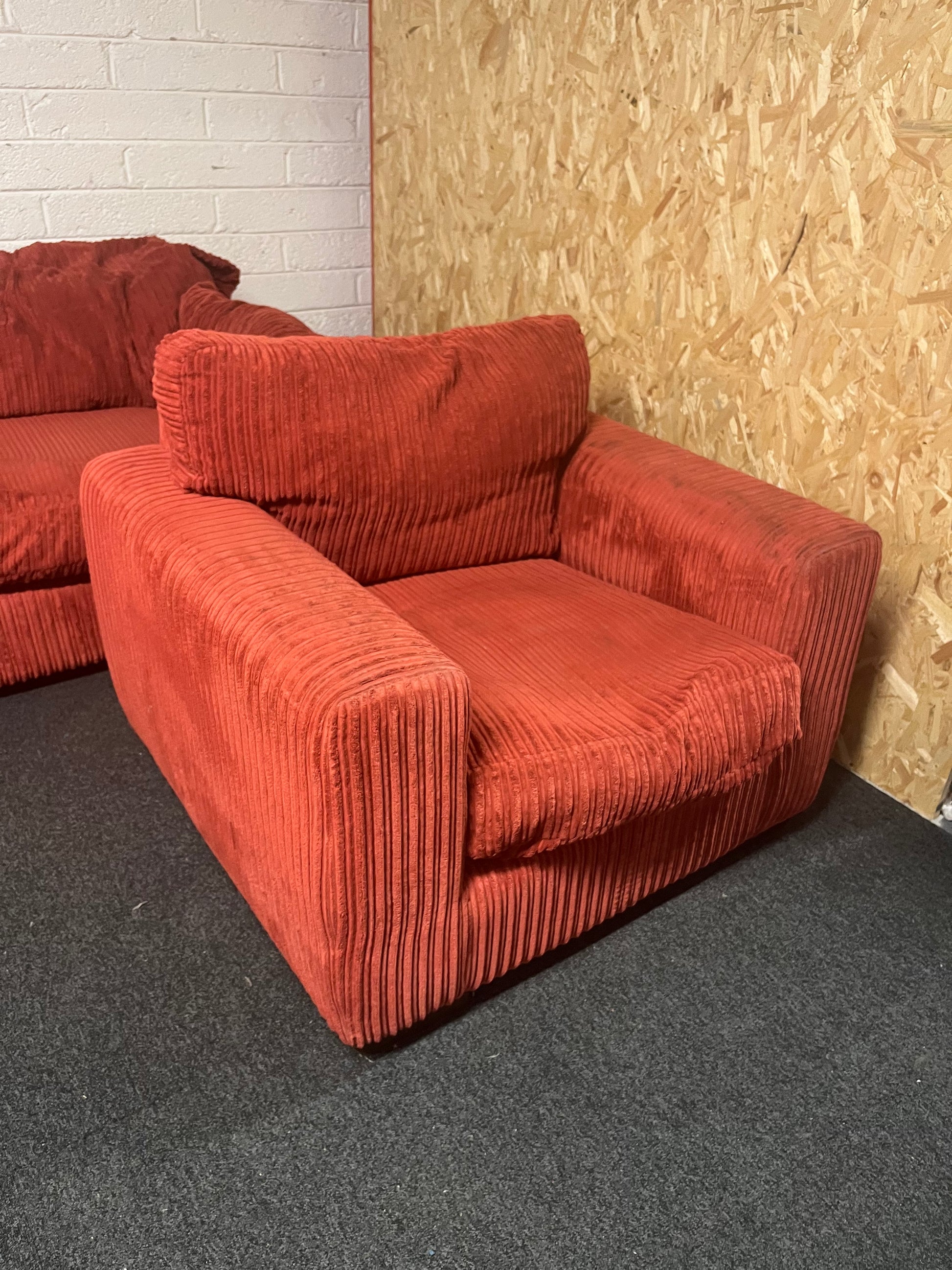 3+1 red corduroy fabric sofa suite 1325