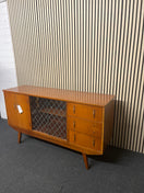 Switch Retro teak stained 2 door 3 drawer glass fronted sideboard (H 83 x W 152 x D 44 cm) 2325 3 image