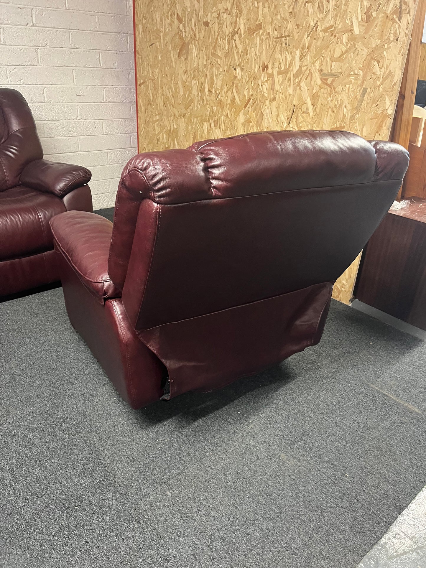 3+1+1 dark brown real leather suite with reclining armchairs 3225