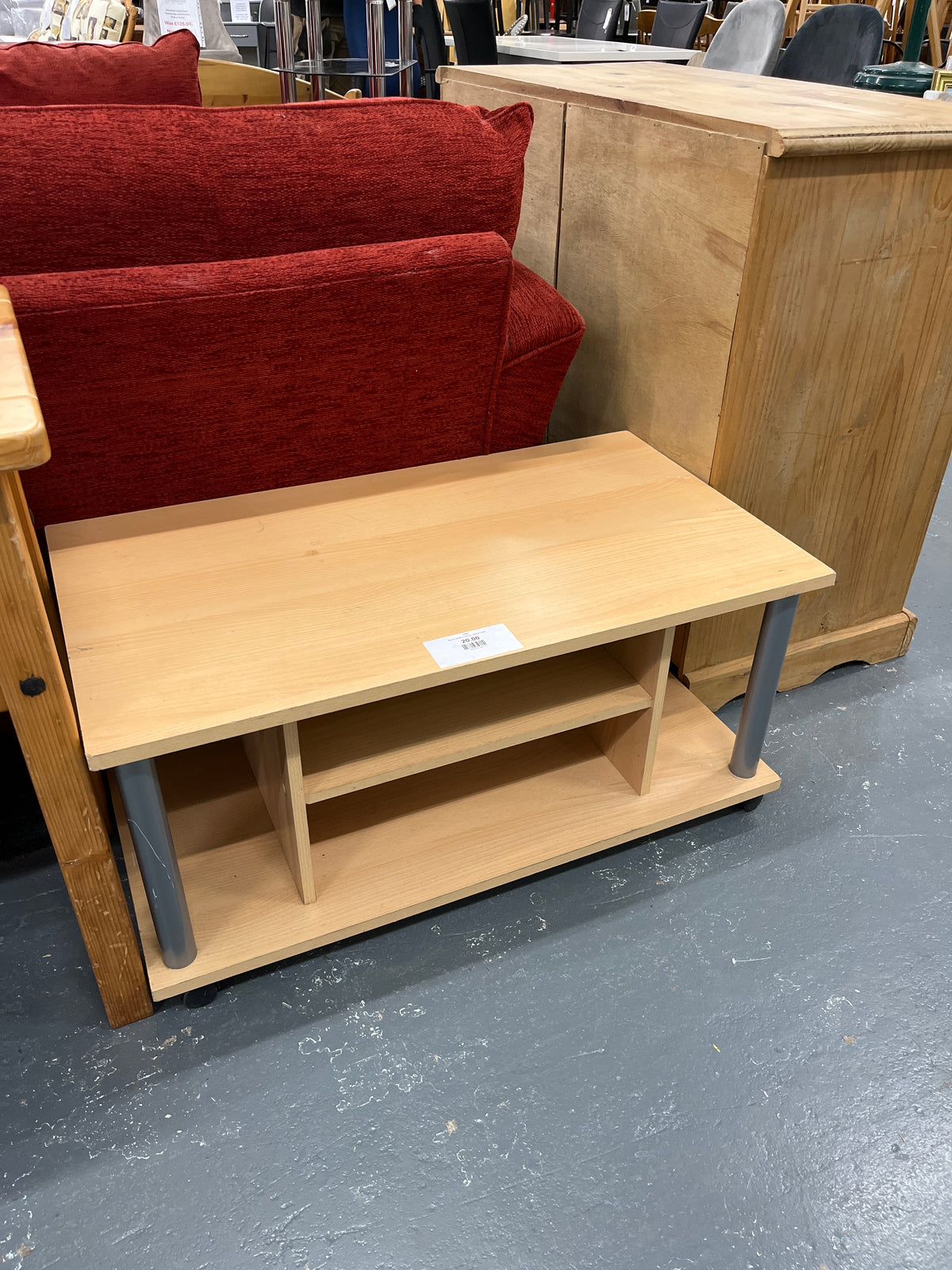 Beech small tv unit on castors 43903