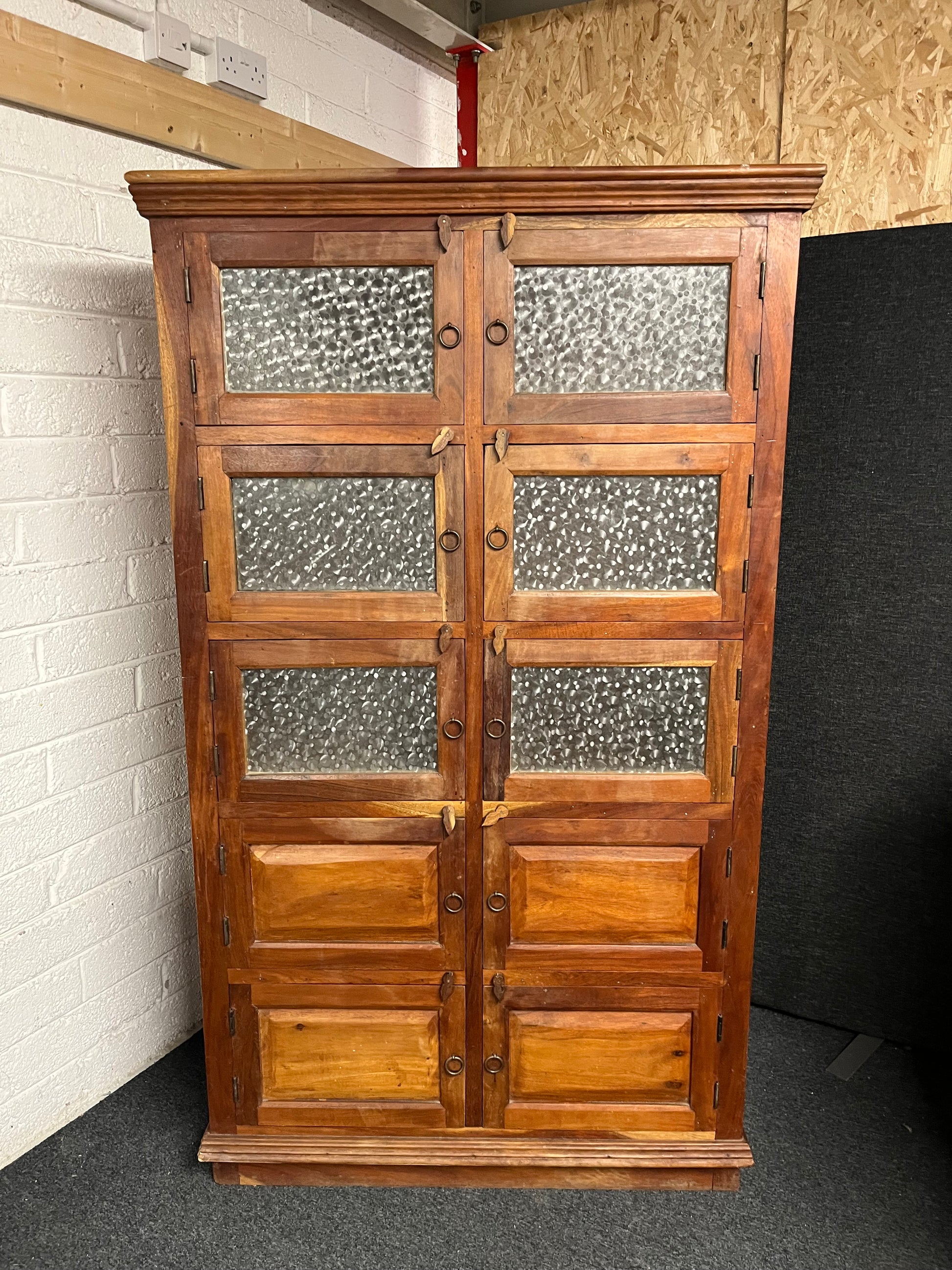Tall solid wood 5 glass Door oriental storage unit (H 1800 x W 1060 x D 530 mm)  1225