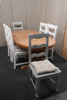Switch Parquet pitch pine oval table with six painted ladder-back chairs (L 200 x W 100 cm)  44342 2 image