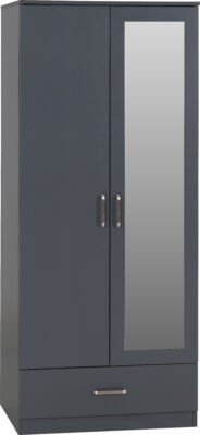 NEW Dakota 2 door 1 drawer mirrored wardrobe- Dark Grey
ASSEMBLED PRICE IS €275
