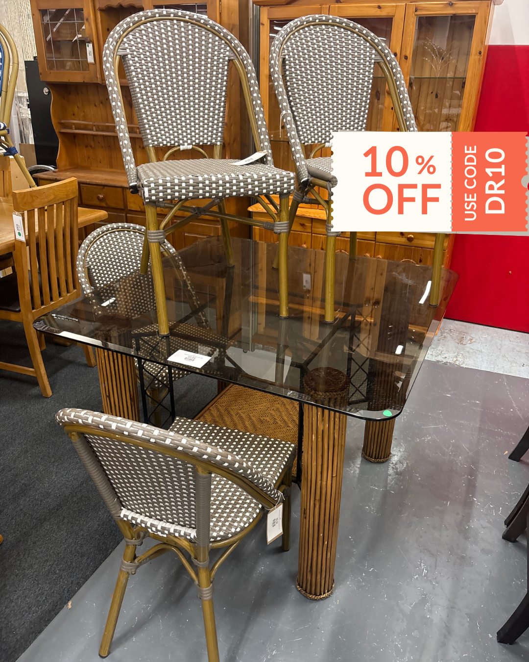 Square small tinted glass dining table  3126