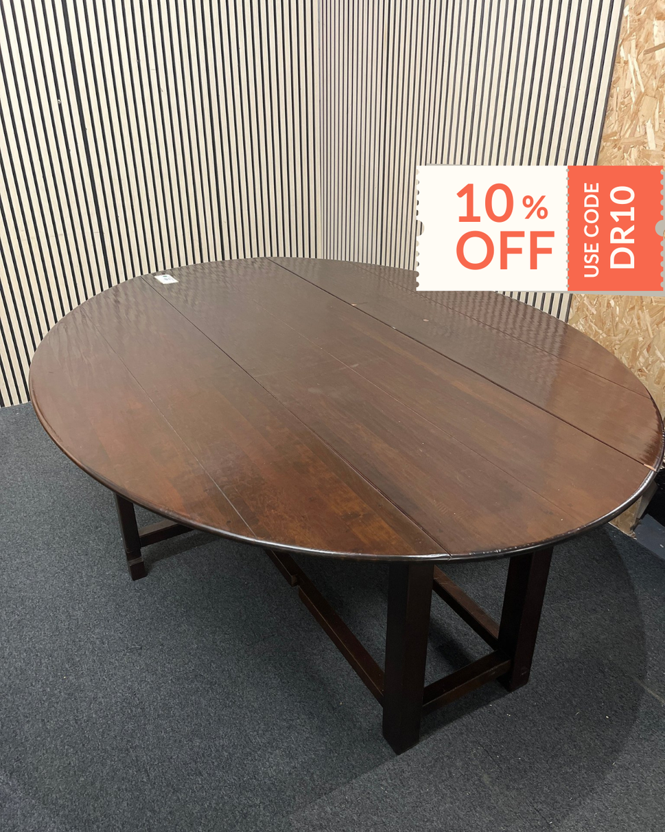 Stag solid dark wood drop leaf dining table  2226