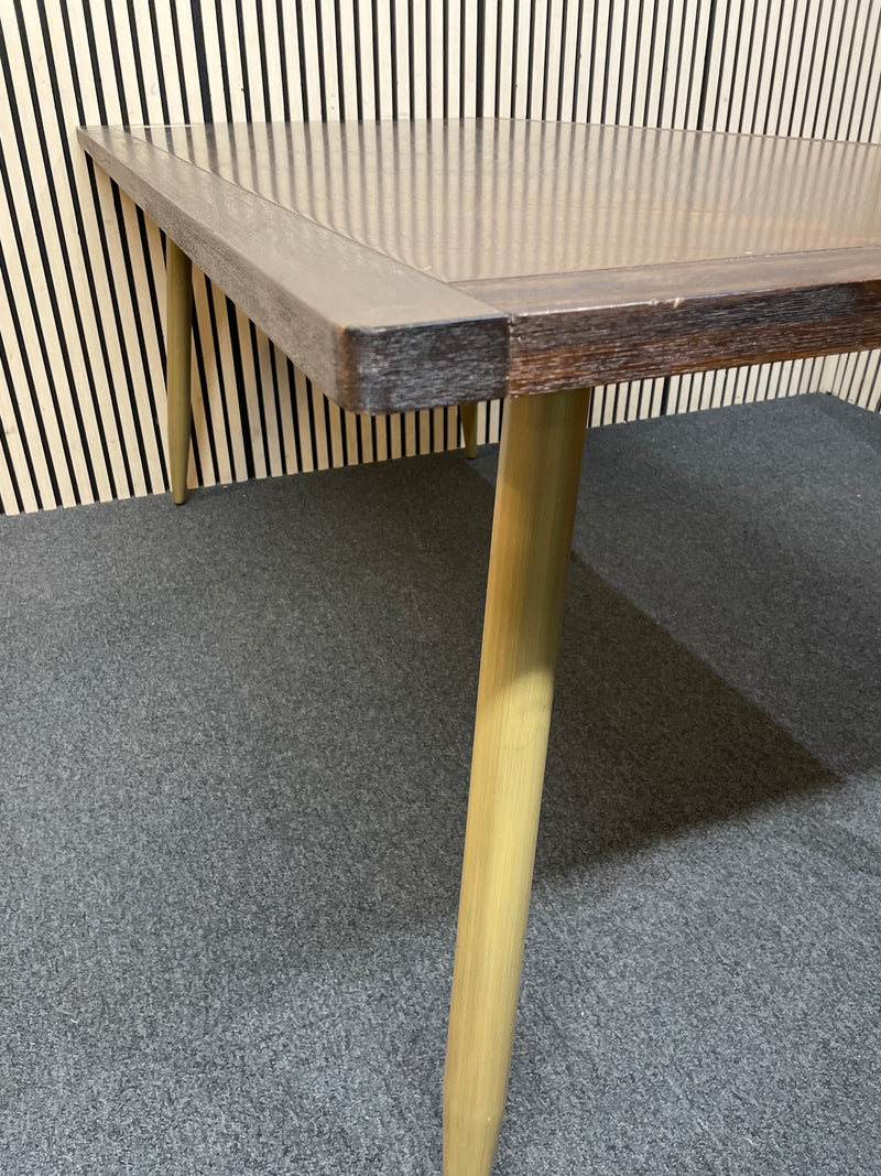 Large rectangular dark wood dining table with gold metal legs (L 180 x W 90 cm)  44578
