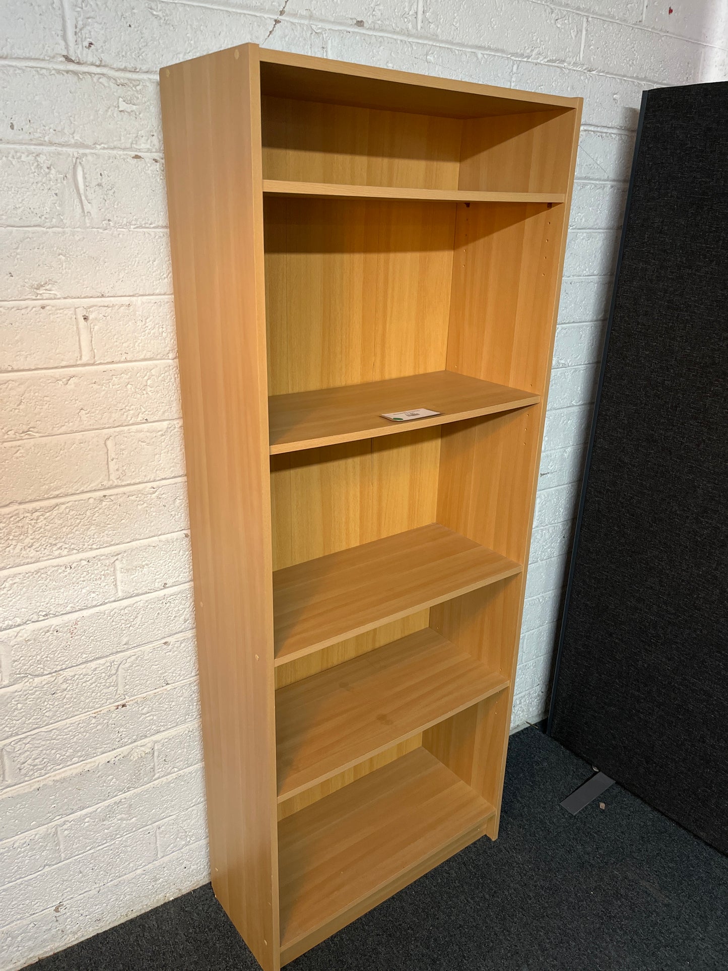 Tall beech laminate open fronted bookcase with adjustable shelves (H 176 x W 68 x D 30 cm) 2225