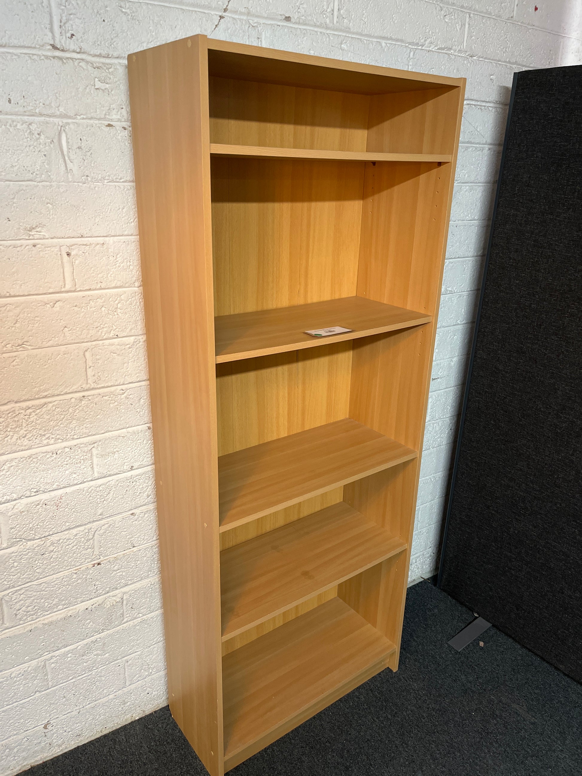 Tall beech laminate open fronted bookcase with adjustable shelves (H 176 x W 68 x D 30 cm) 2225