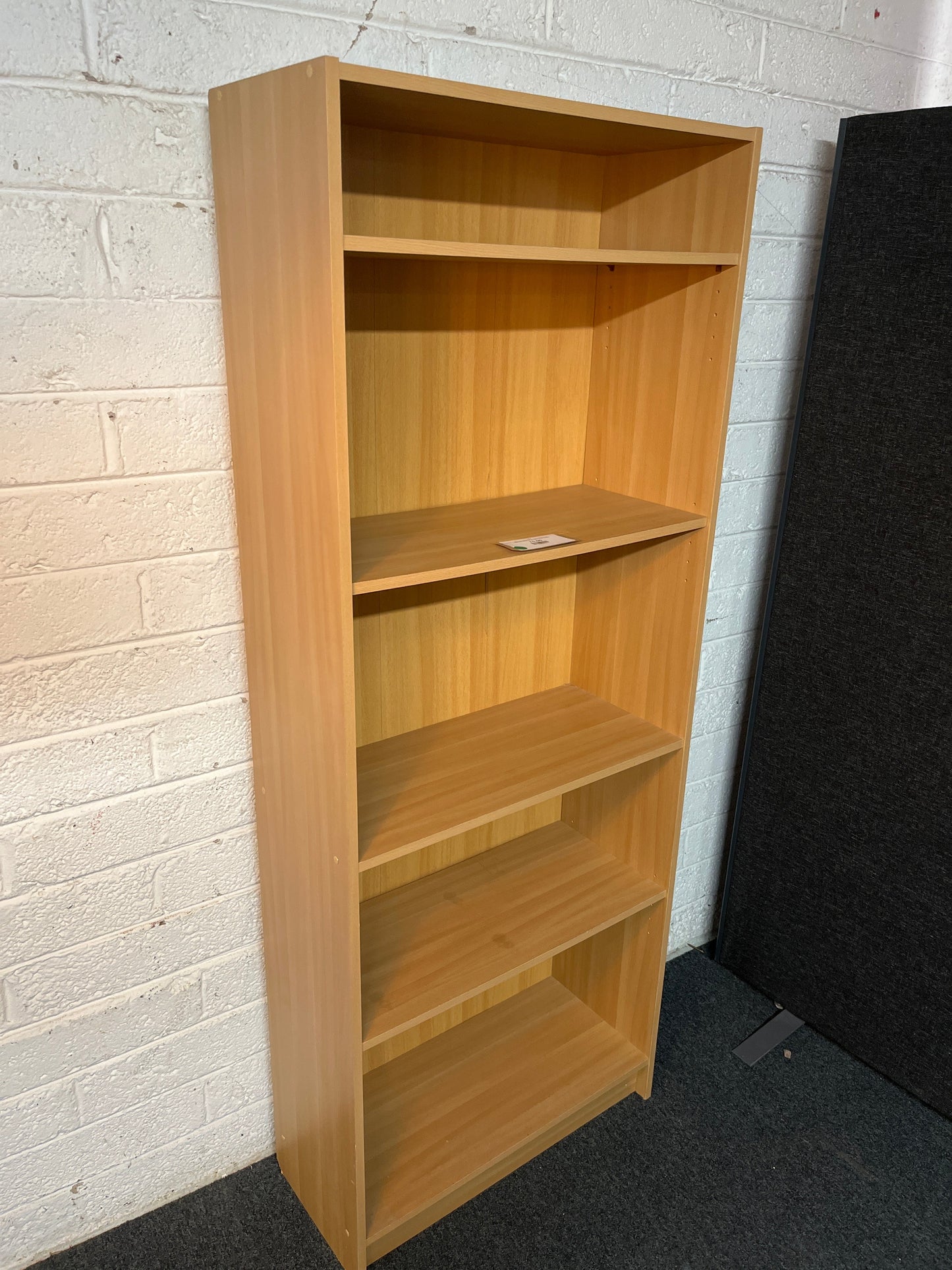 Tall beech laminate open fronted bookcase with adjustable shelves (H 176 x W 68 x D 30 cm) 2225