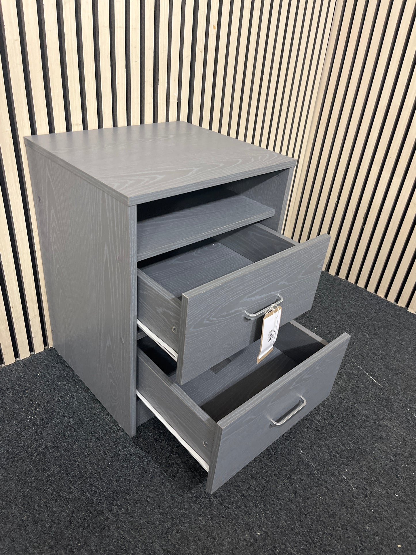 Grey laminate 2 drawer bedside locker  43886