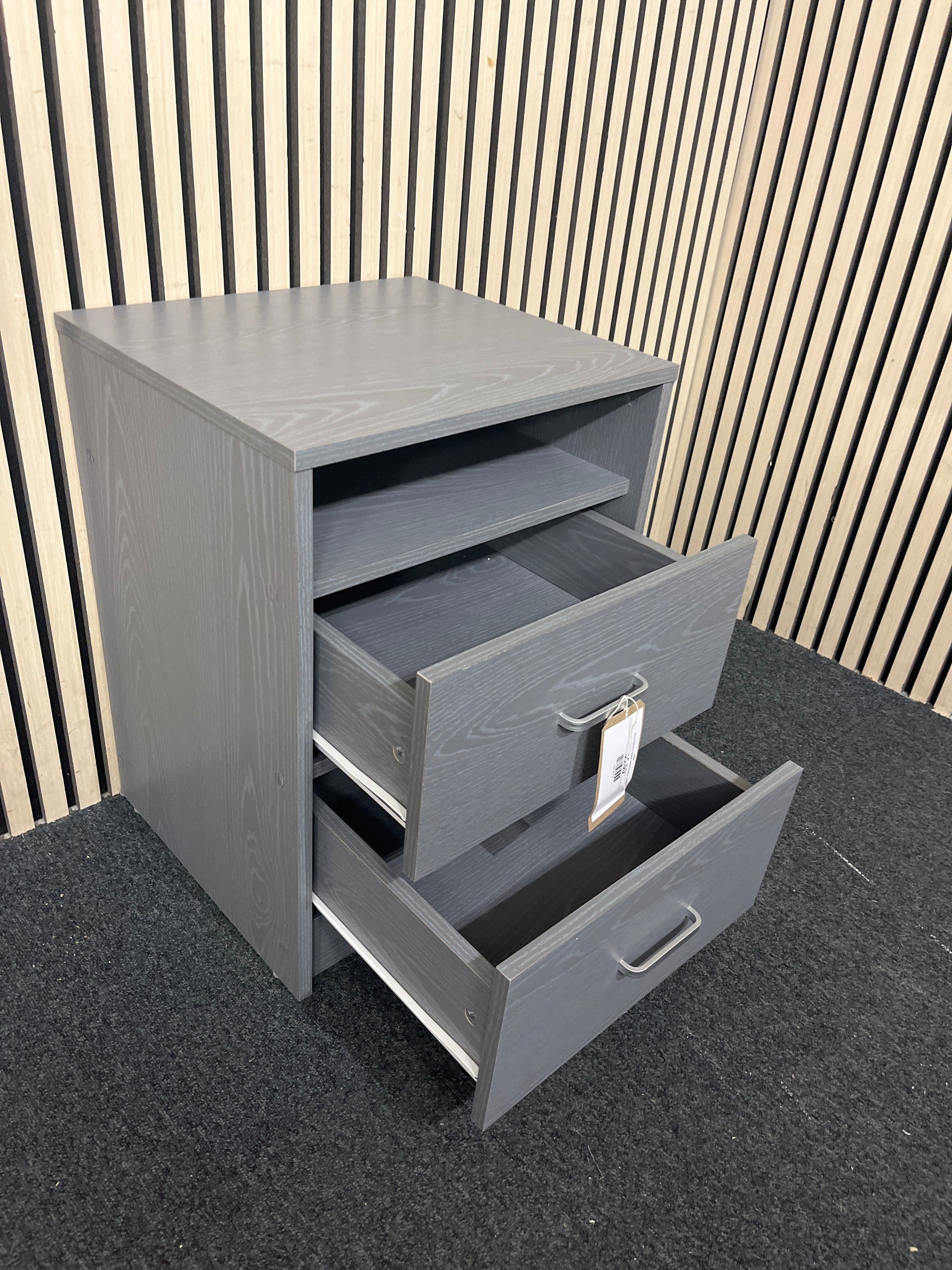 Grey laminate 2 drawer bedside locker  43886