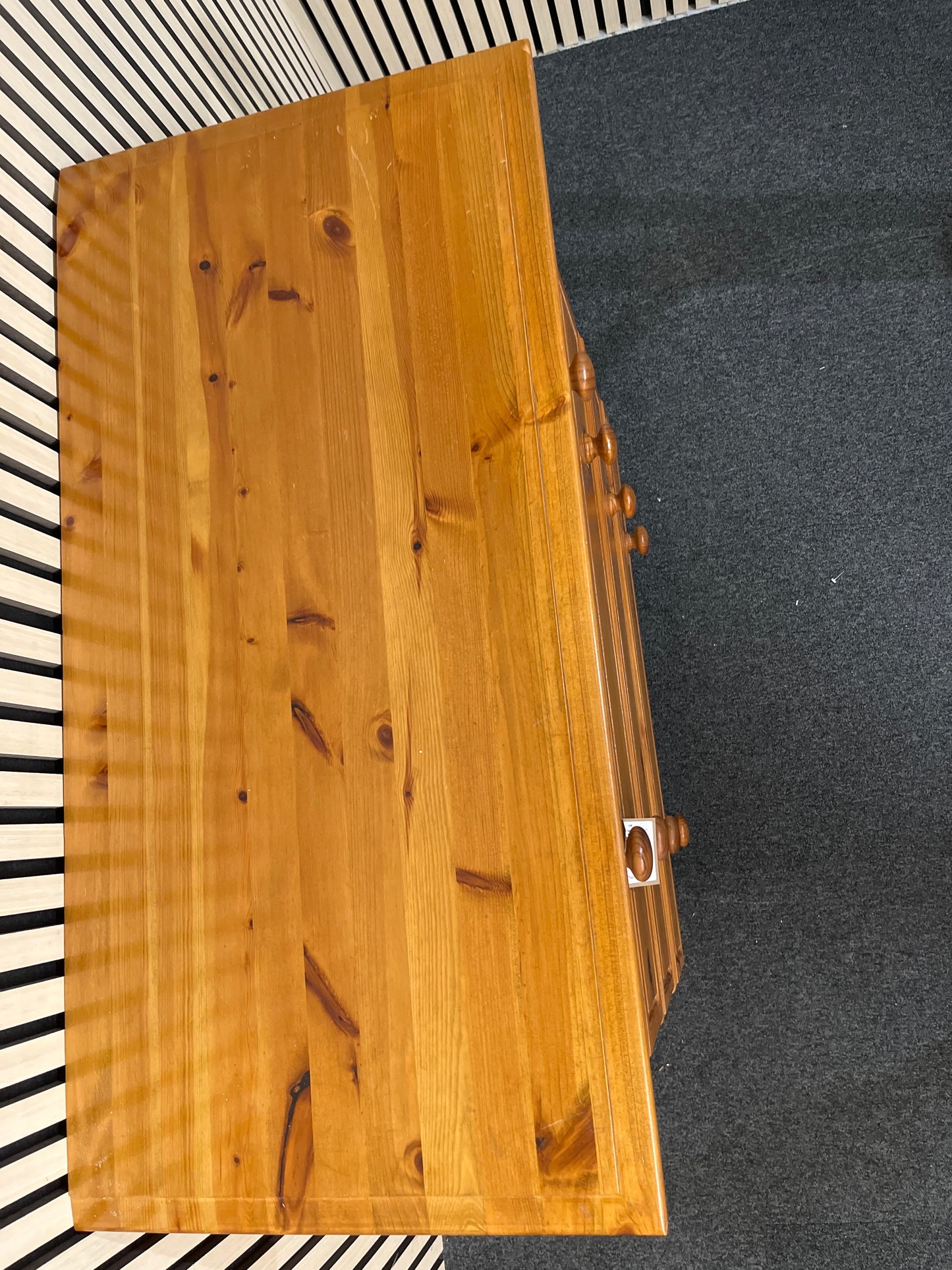 Natural solid pine 3+2 chest of drawers (H 90 x W 93 x D 46 cm) 2425