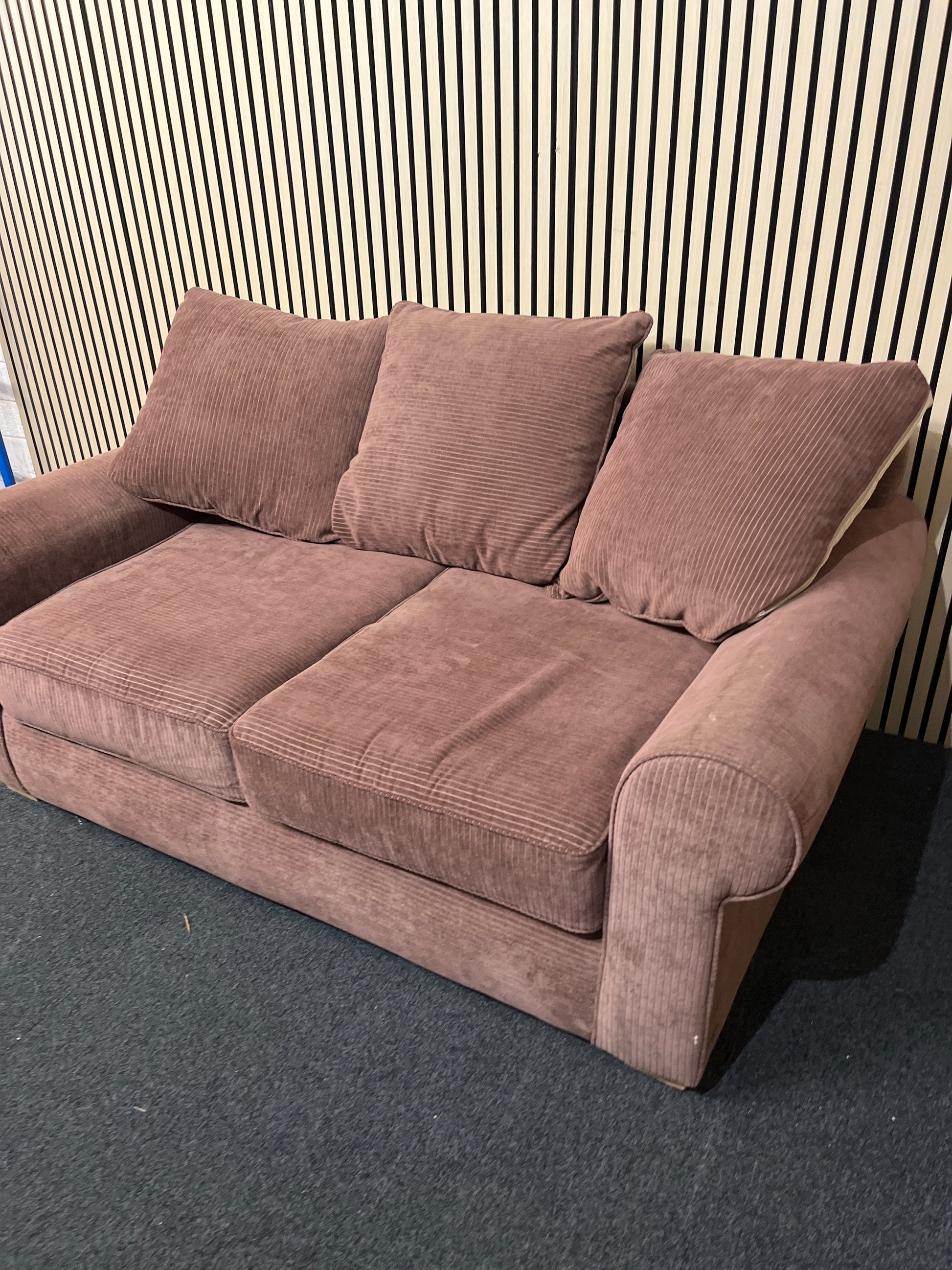 3 seater brown corduroy fabric sofa bed 3325