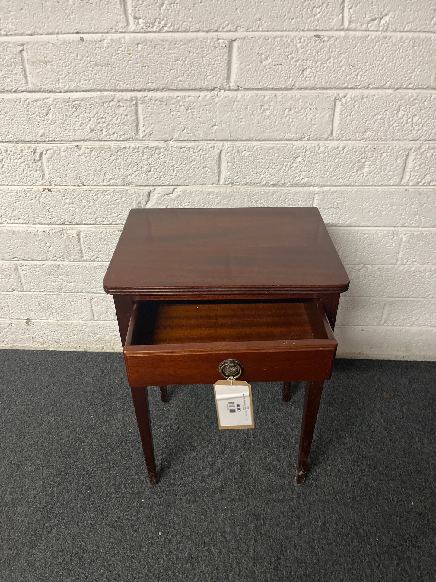 Mahogany 1 drawer lamp table (H 600 x W 450 x D 330 mm) 2225